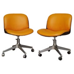 Vintage Ico Parisi for MIM Roma Pair of Swiwel Chairs, Italy 1950