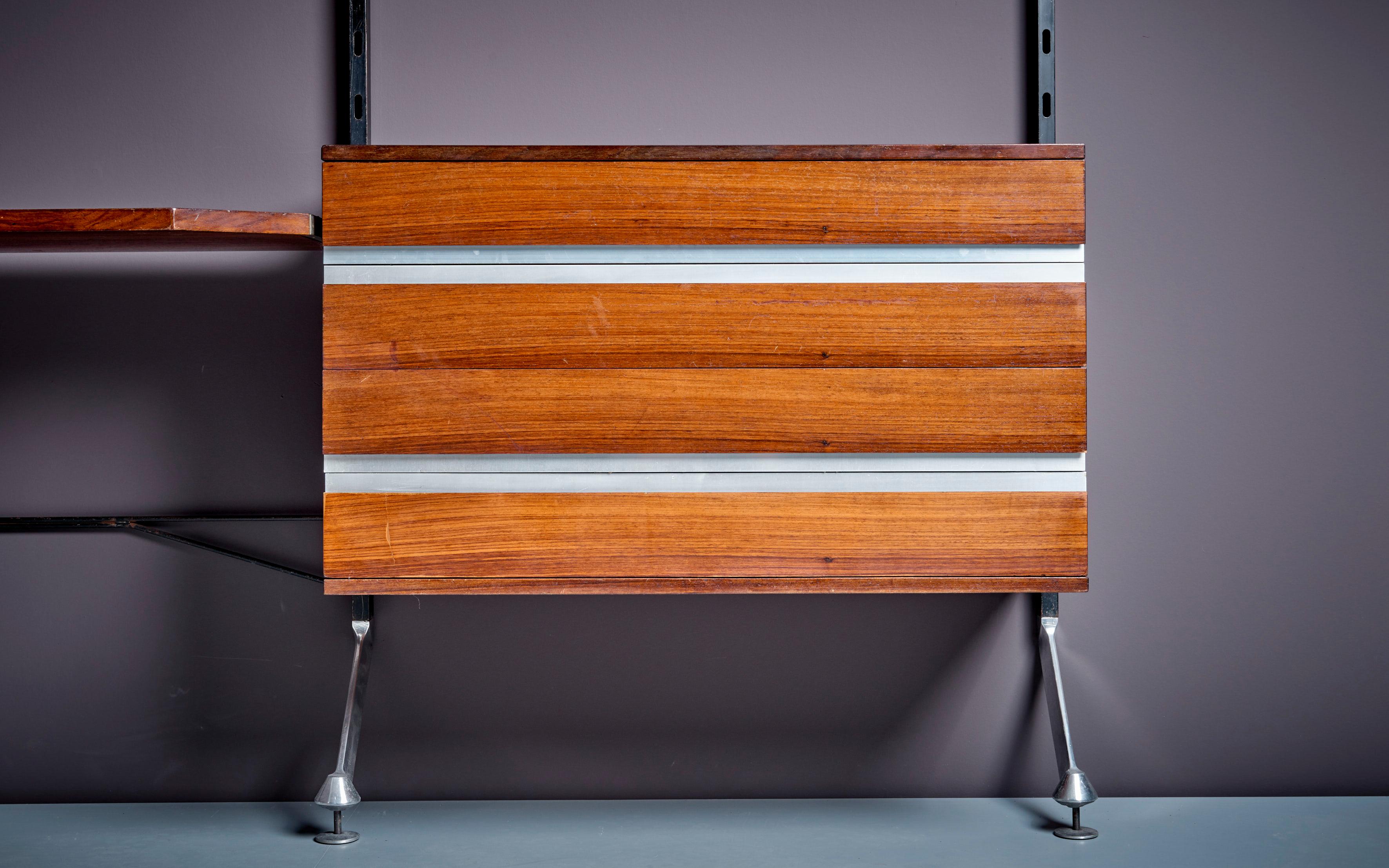Italian Ico Parisi for MIM Shelf in Rosewood and Metal For Sale