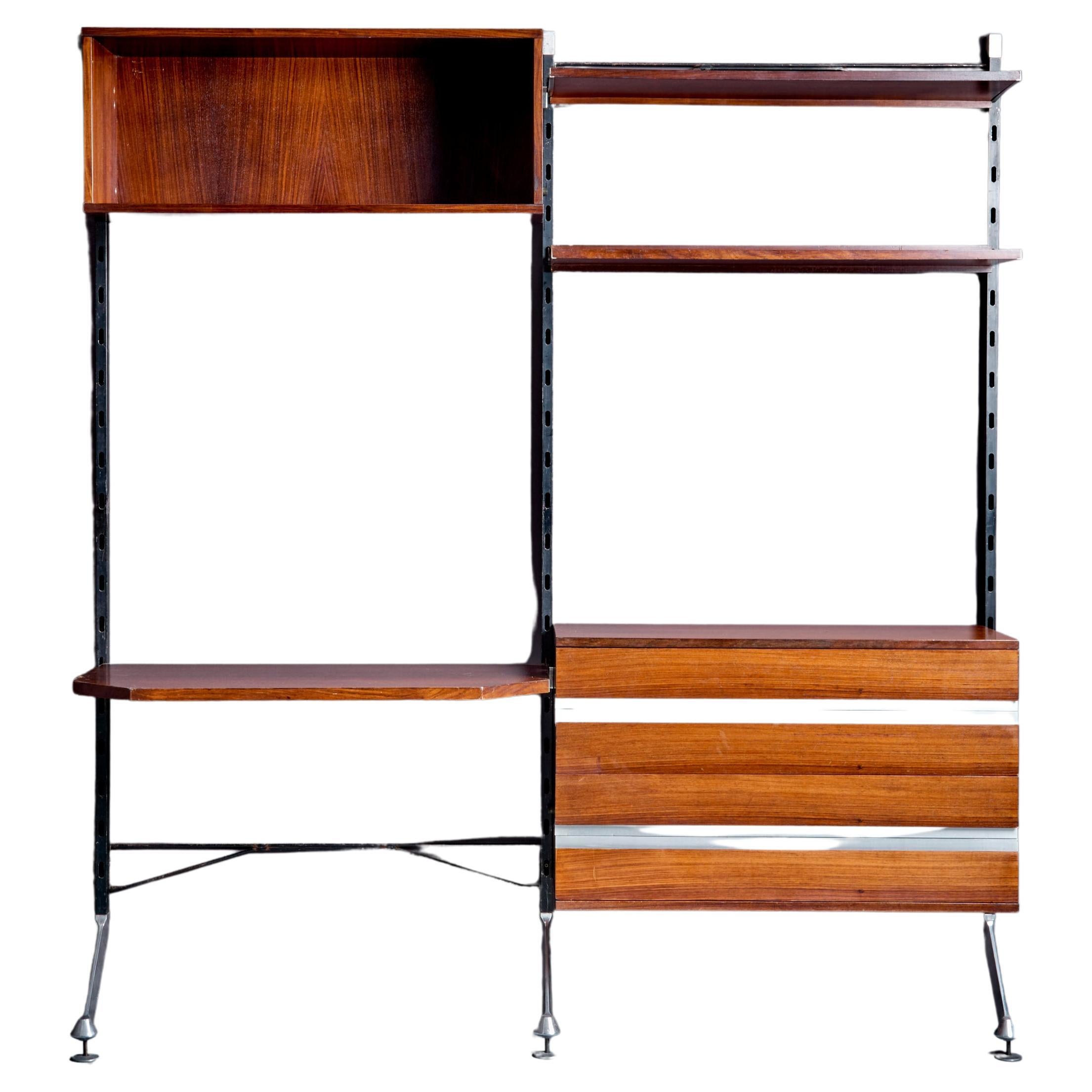 Ico Parisi for MIM Shelf in Rosewood and Metal For Sale