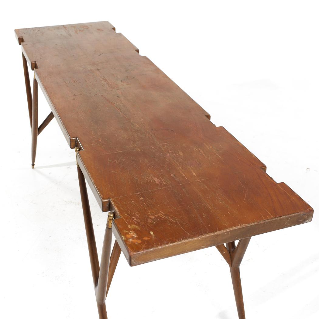 Ico Parisi for Singer and Sons Mid Century Walnut and Brass Console Table For Sale 5