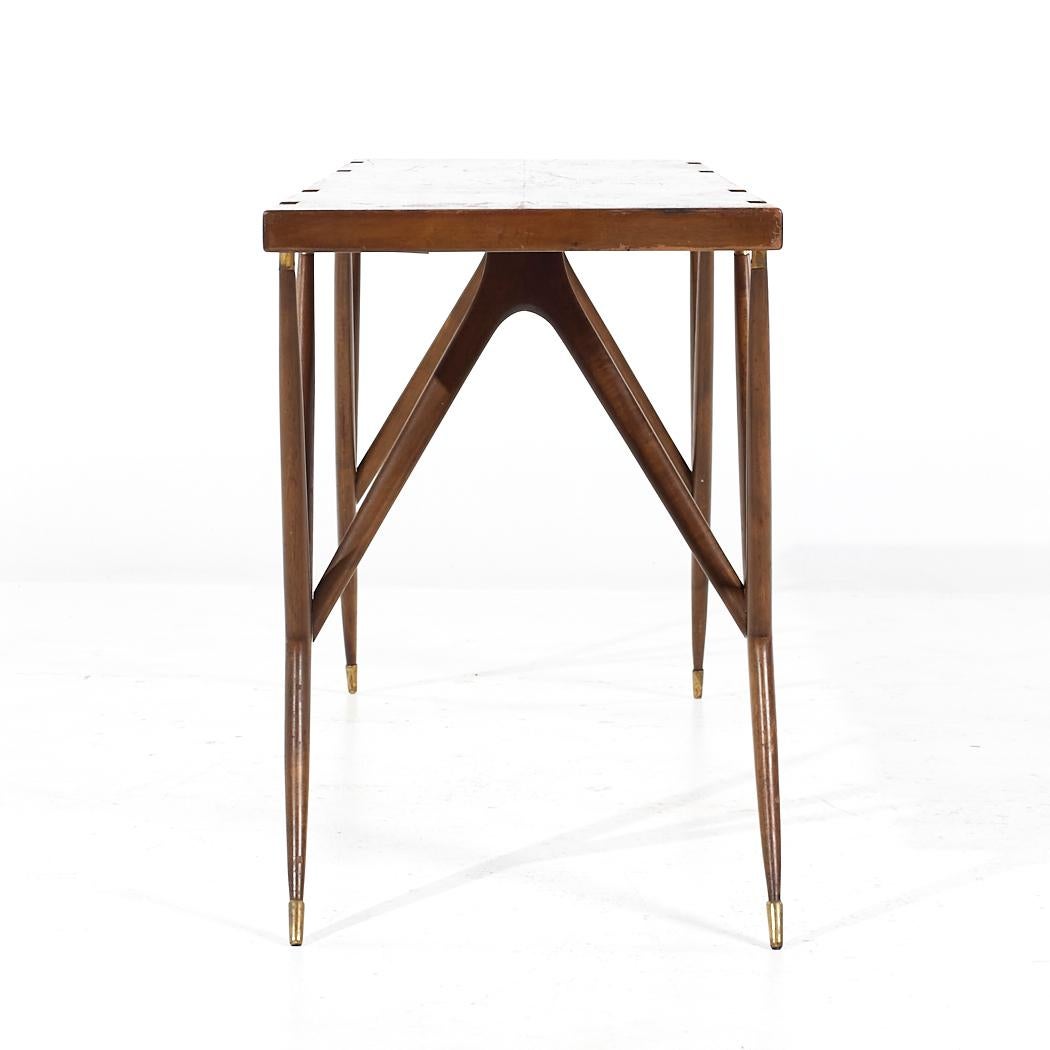 Italian Ico Parisi for Singer and Sons Mid Century Walnut and Brass Console Table For Sale