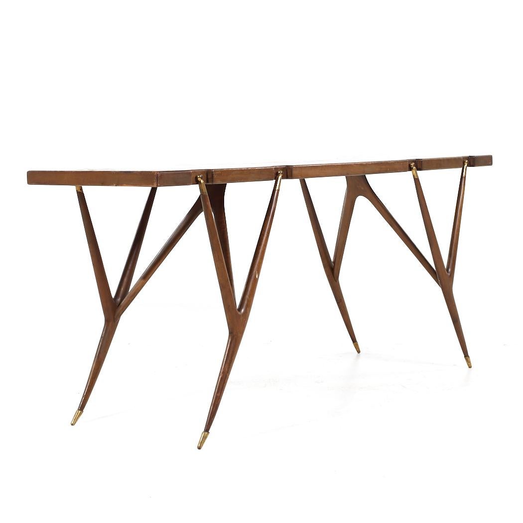 Late 20th Century Ico Parisi for Singer and Sons Mid Century Walnut and Brass Console Table For Sale
