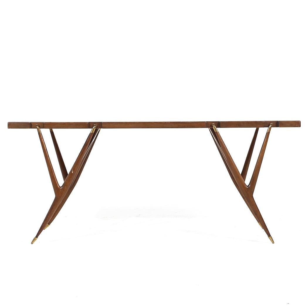 Ico Parisi for Singer and Sons Mid Century Walnut and Brass Console Table For Sale 1