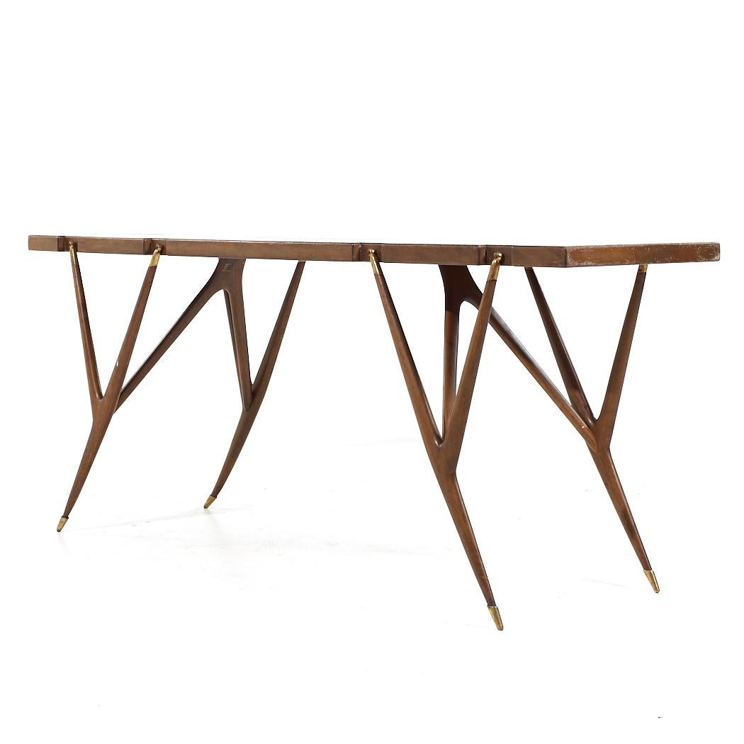 Ico Parisi for Singer and Sons Mid Century Walnut and Brass Console Table For Sale 2