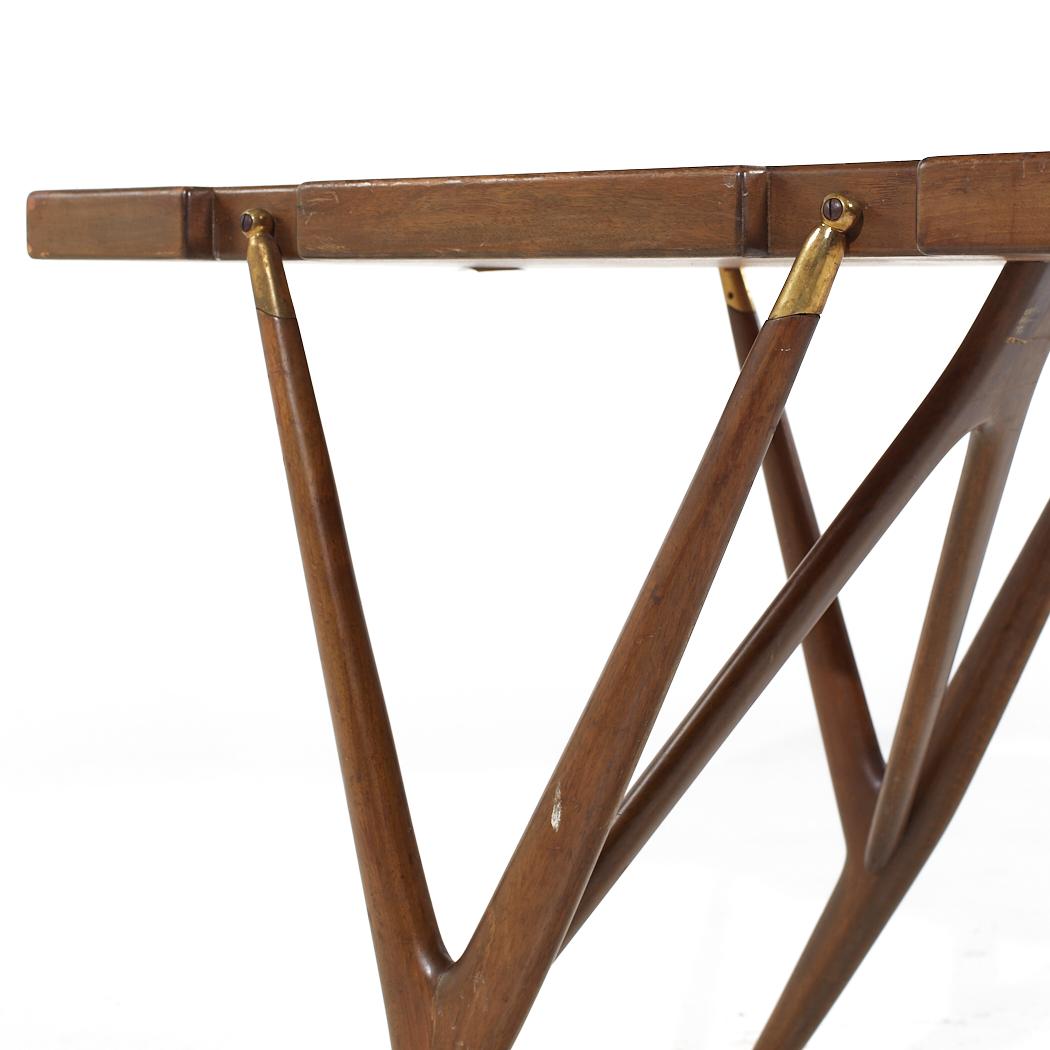 Ico Parisi for Singer and Sons Mid Century Walnut and Brass Console Table For Sale 3