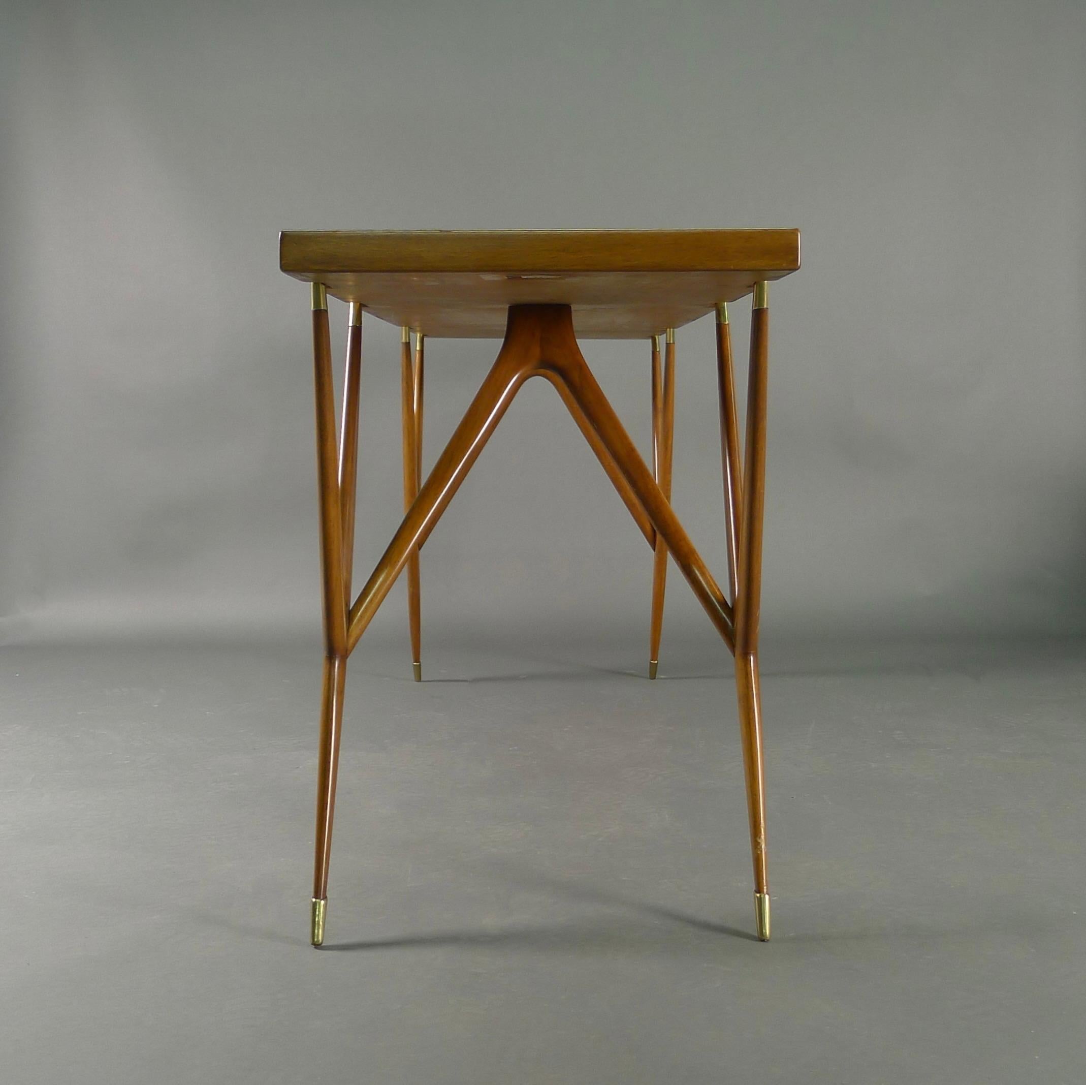 Ico Parisi for Singer & Sons, Walnut and Brass Console Table, 1950s 1