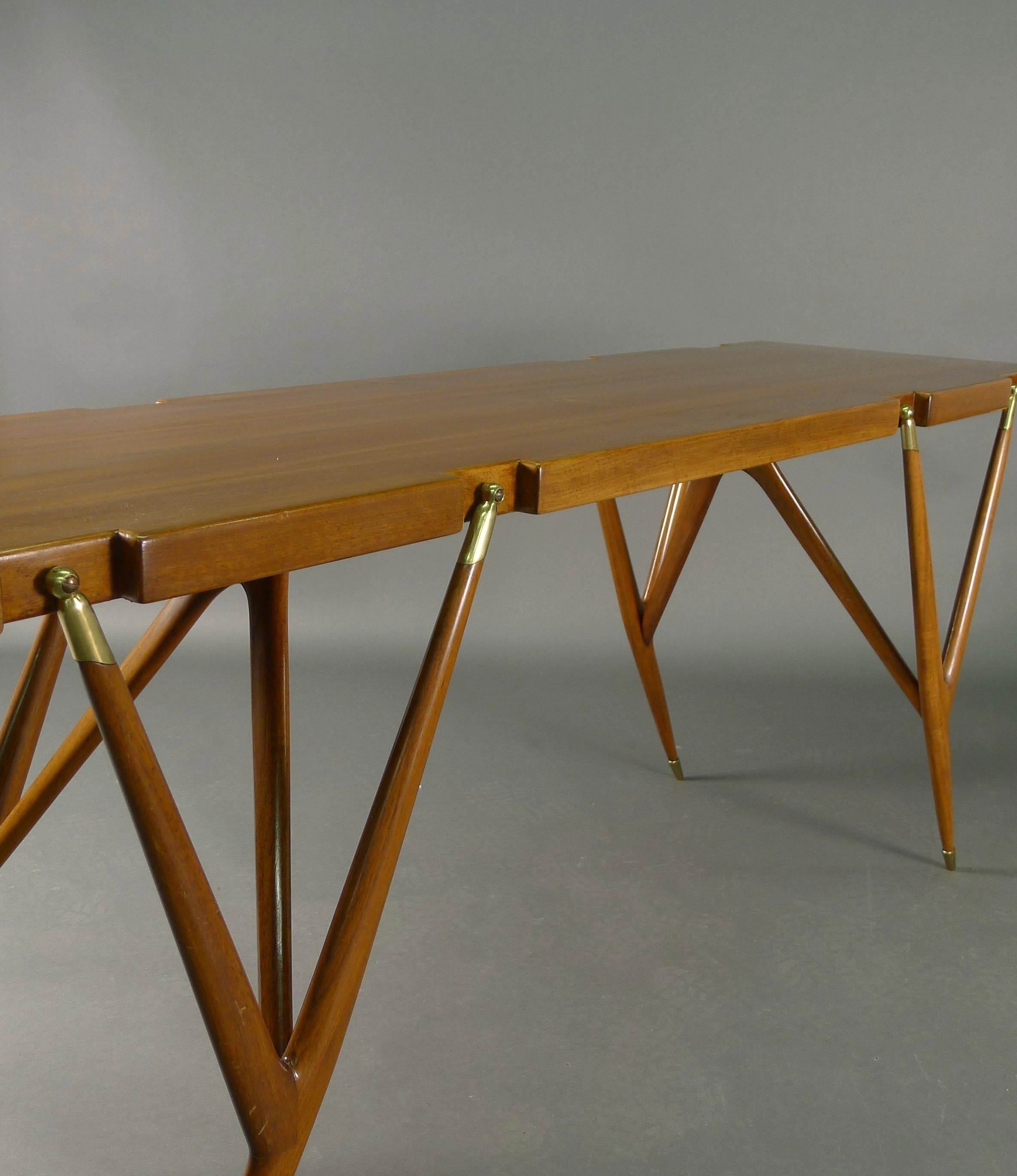 Ico Parisi for Singer & Sons, Walnut and Brass Console Table, 1950s 2