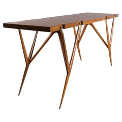 Ico Parisi for Singer & Sons, Walnut and Brass Console Table, 1950s