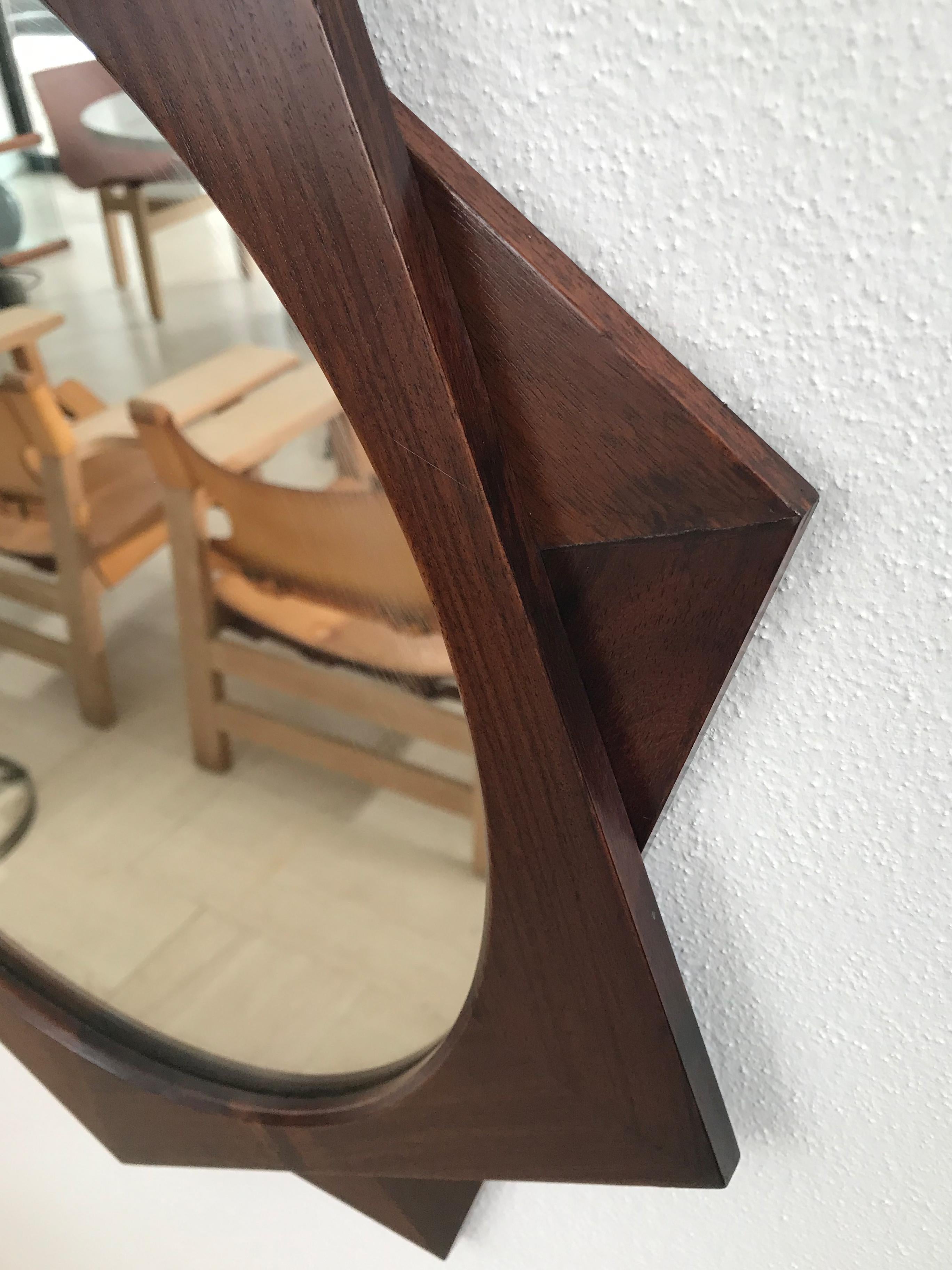 Specchio Ico Parisi for Stildomus Midcentury Italian Wood Wall Mirror 1960s in vendita