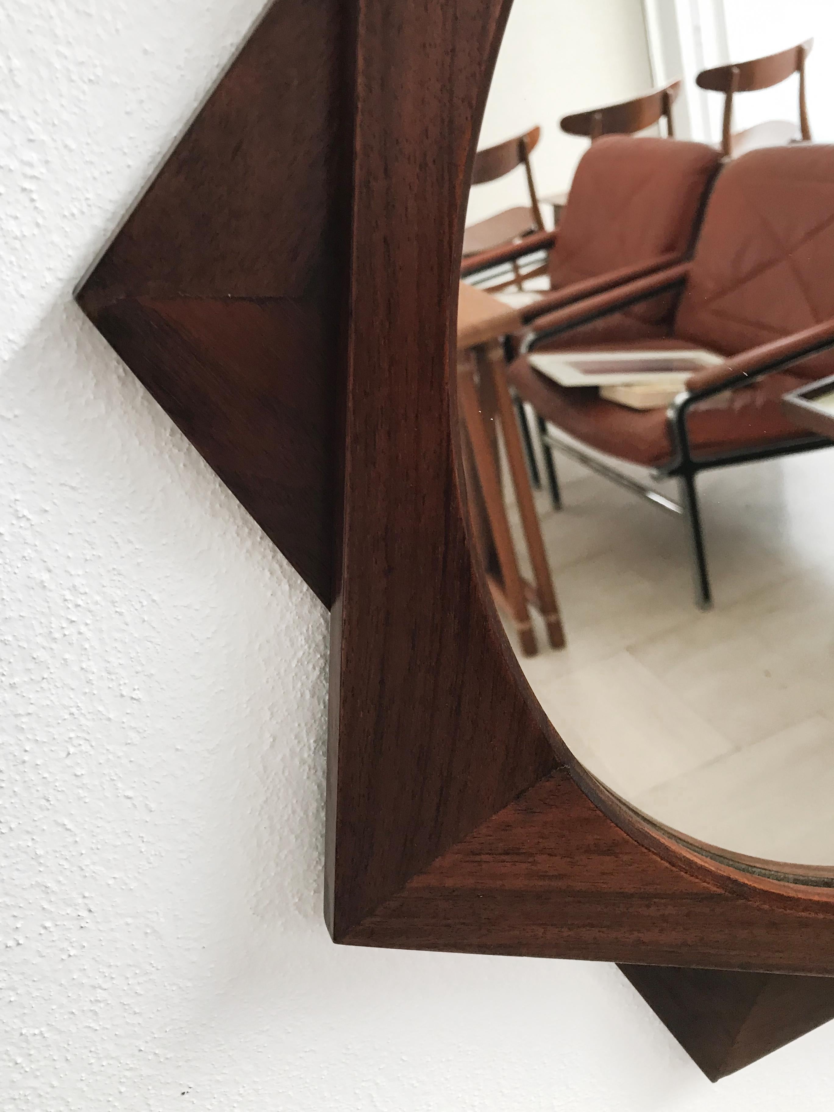 Ico Parisi for Stildomus Midcentury Italian Wood Wall Mirror 1960s in vendita 1