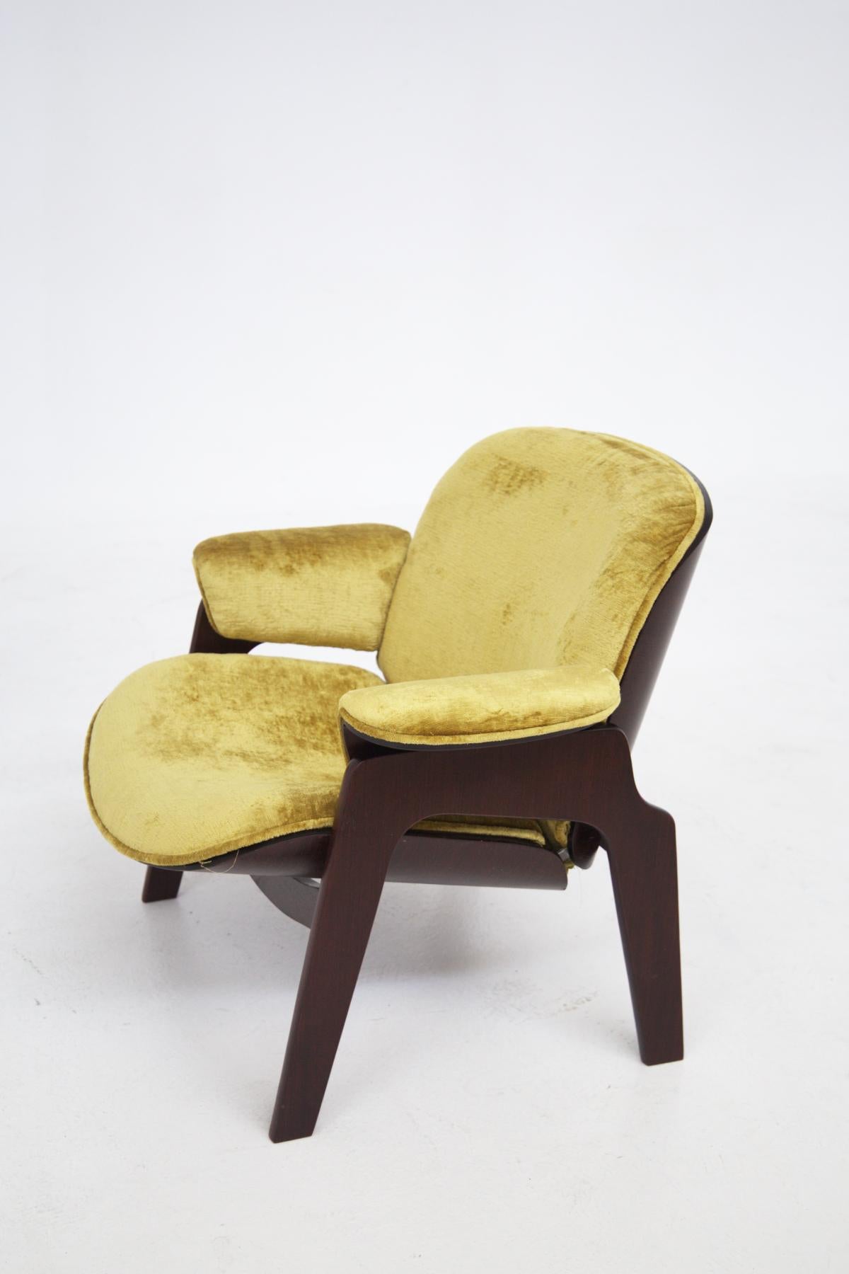 Mid-20th Century Ico Parisi Green Velvet Armchairs for MIM, Original Label
