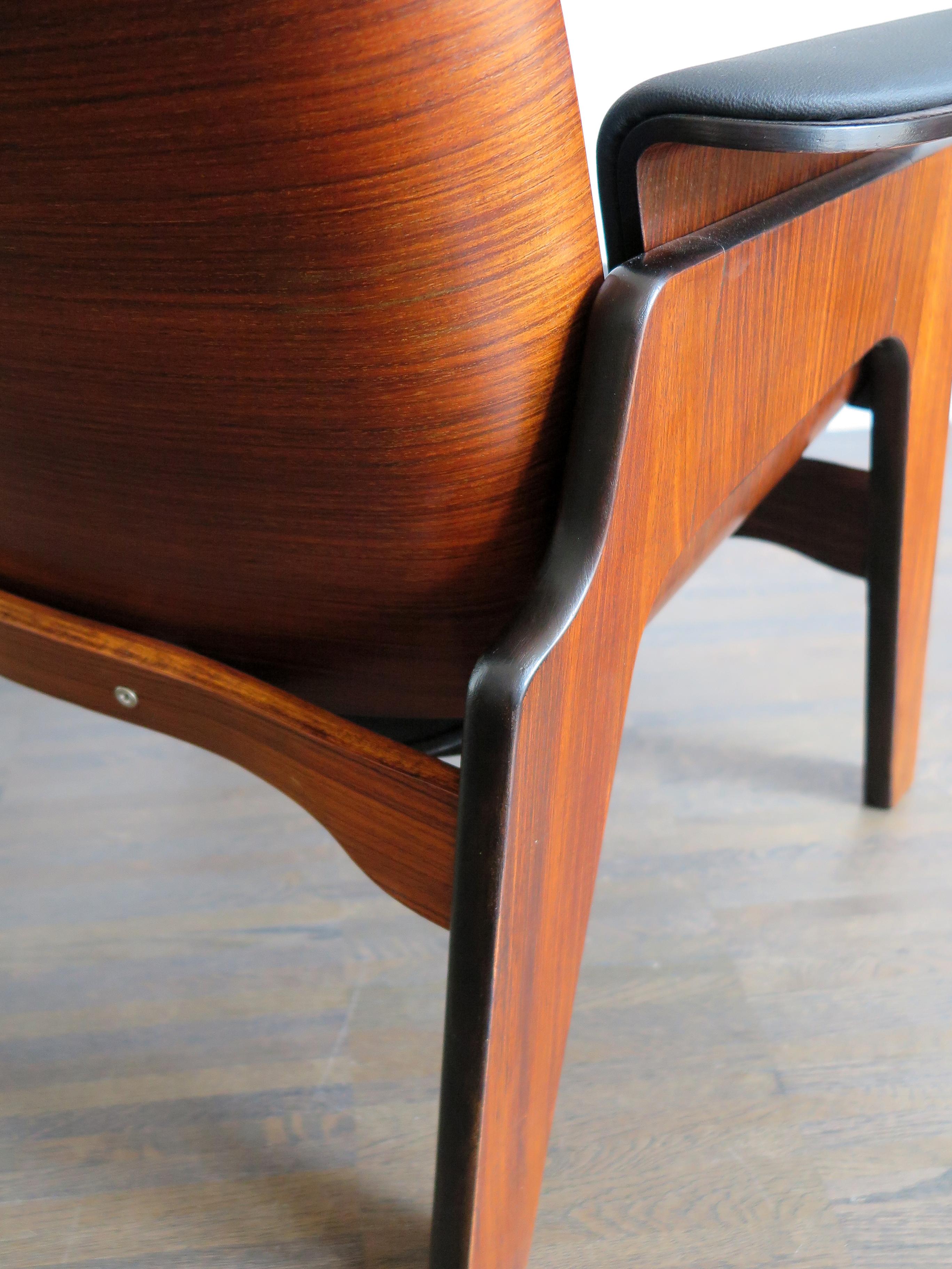 Ico Parisi Style Italian Dark Wood and Leatherette Armchairs for MIM Roma, 1960s 9
