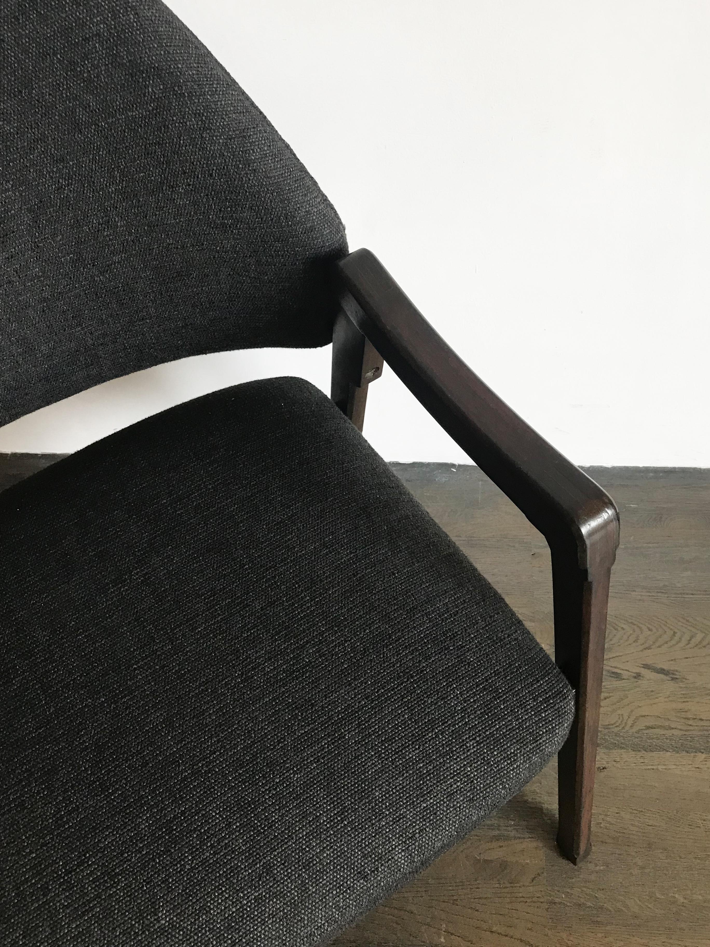 Ico Parisi Italian Fabric and Wood Armchair Model 814 for Cassina, 1960s 2