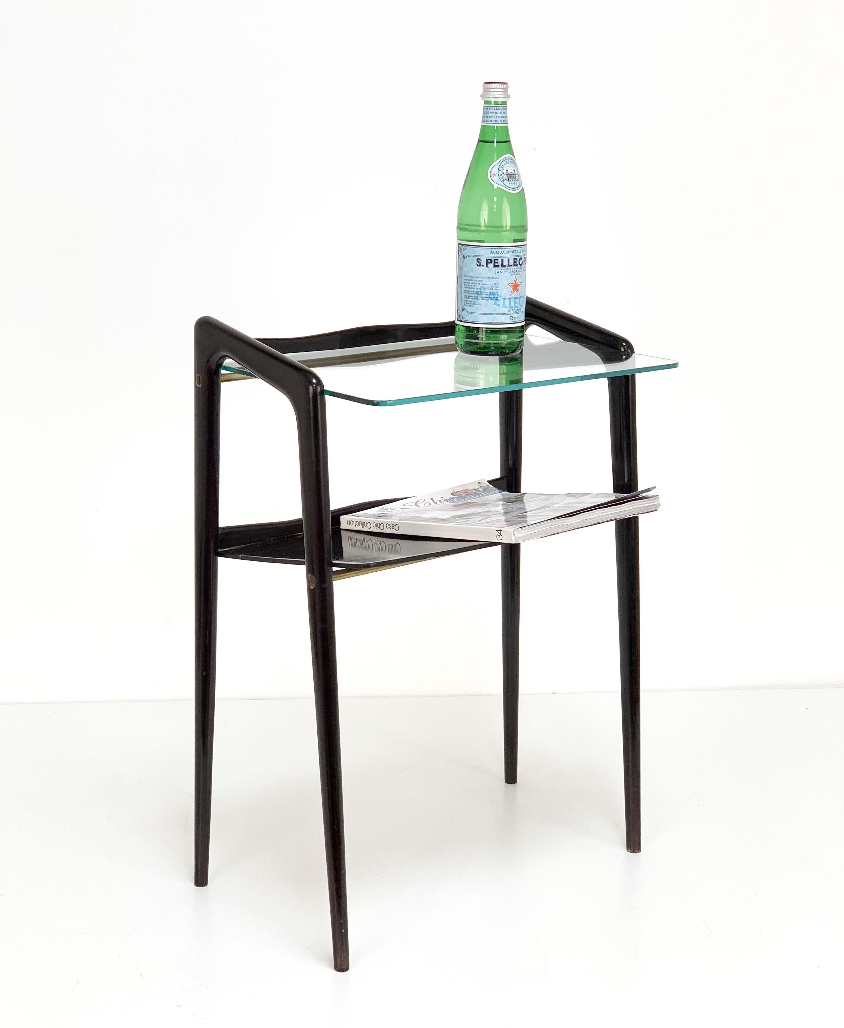 Ico Parisi, Italian Magazine Table, Ebonized Wood, Glass Top, Italy 1940s In Good Condition In Roma, IT