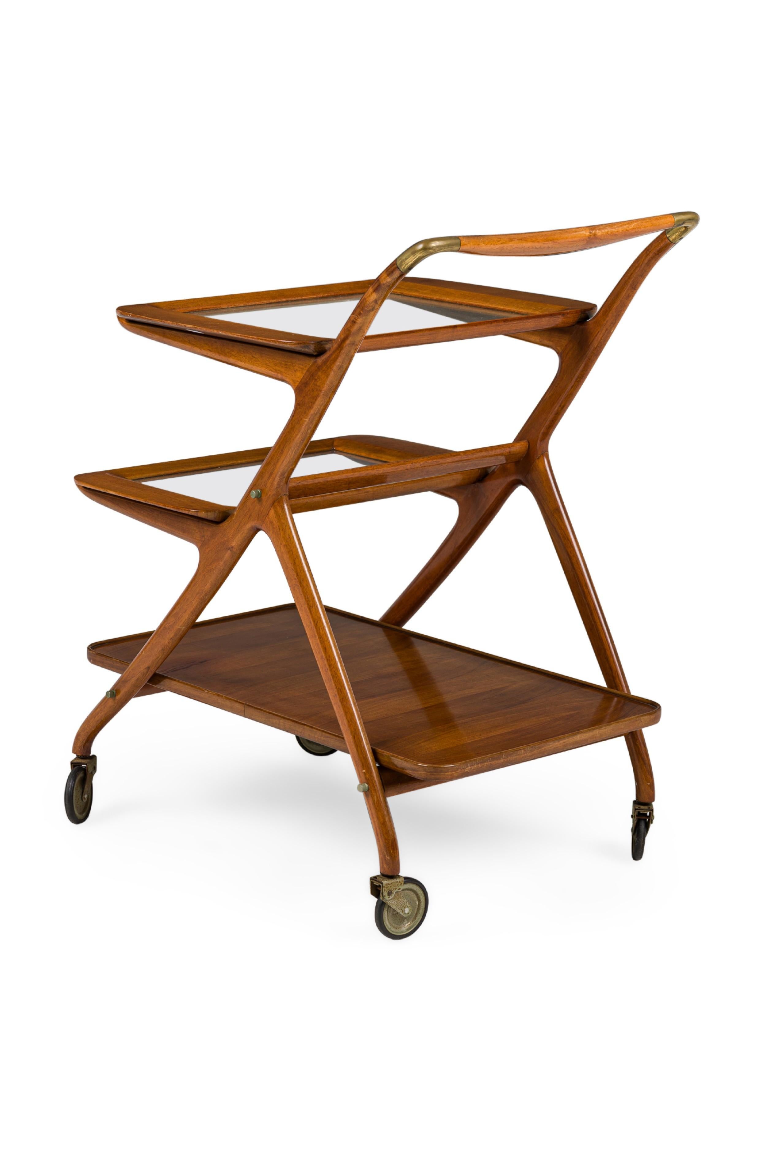 italien Ico Parisi Italian Mid-Century Rolling Bar Cart à 3 niveaux en vente