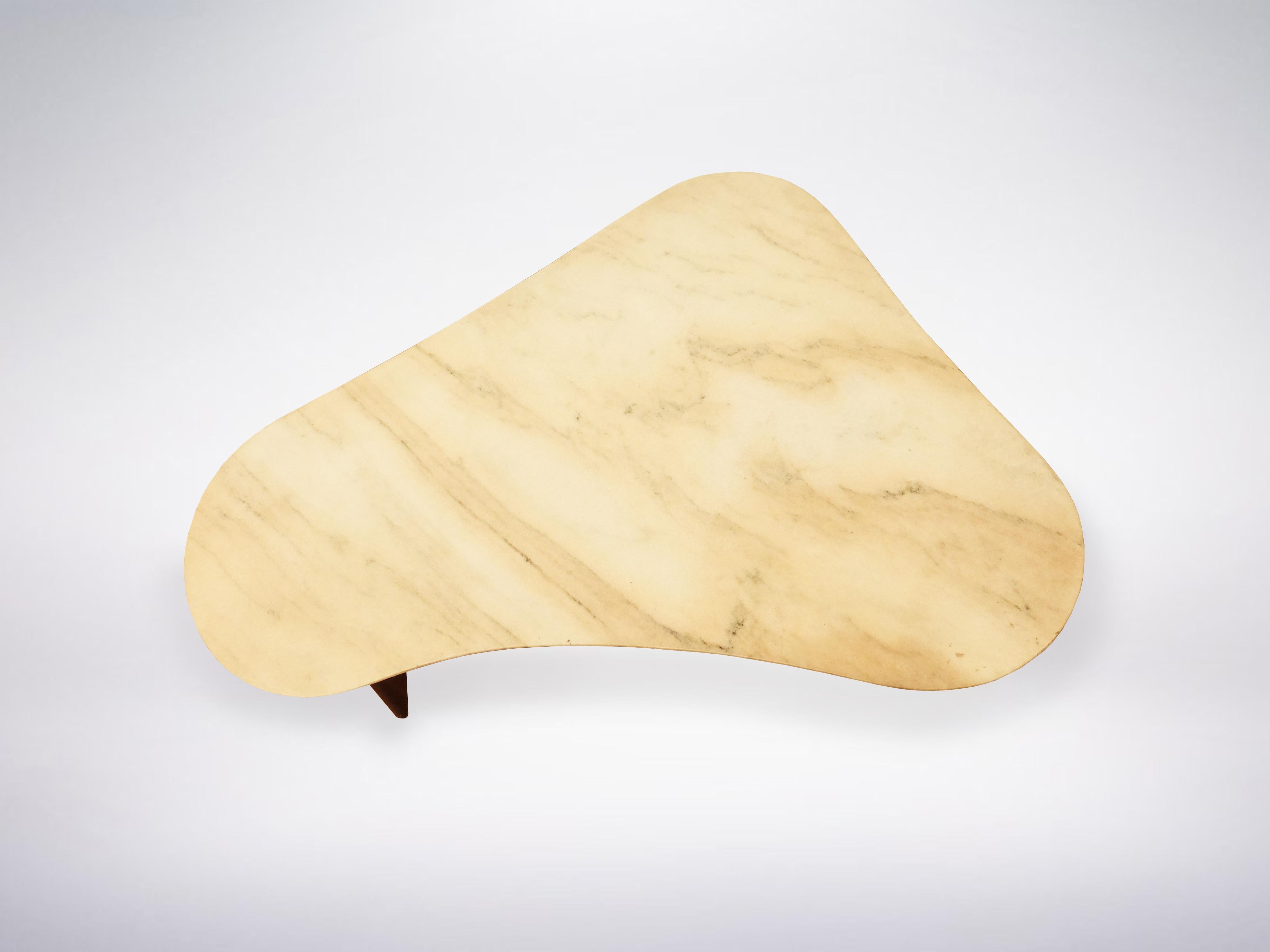 Mid-20th Century Ico Parisi, Italian Mid-Century Modern Side Table in Marble and Mahogany, 1950 For Sale