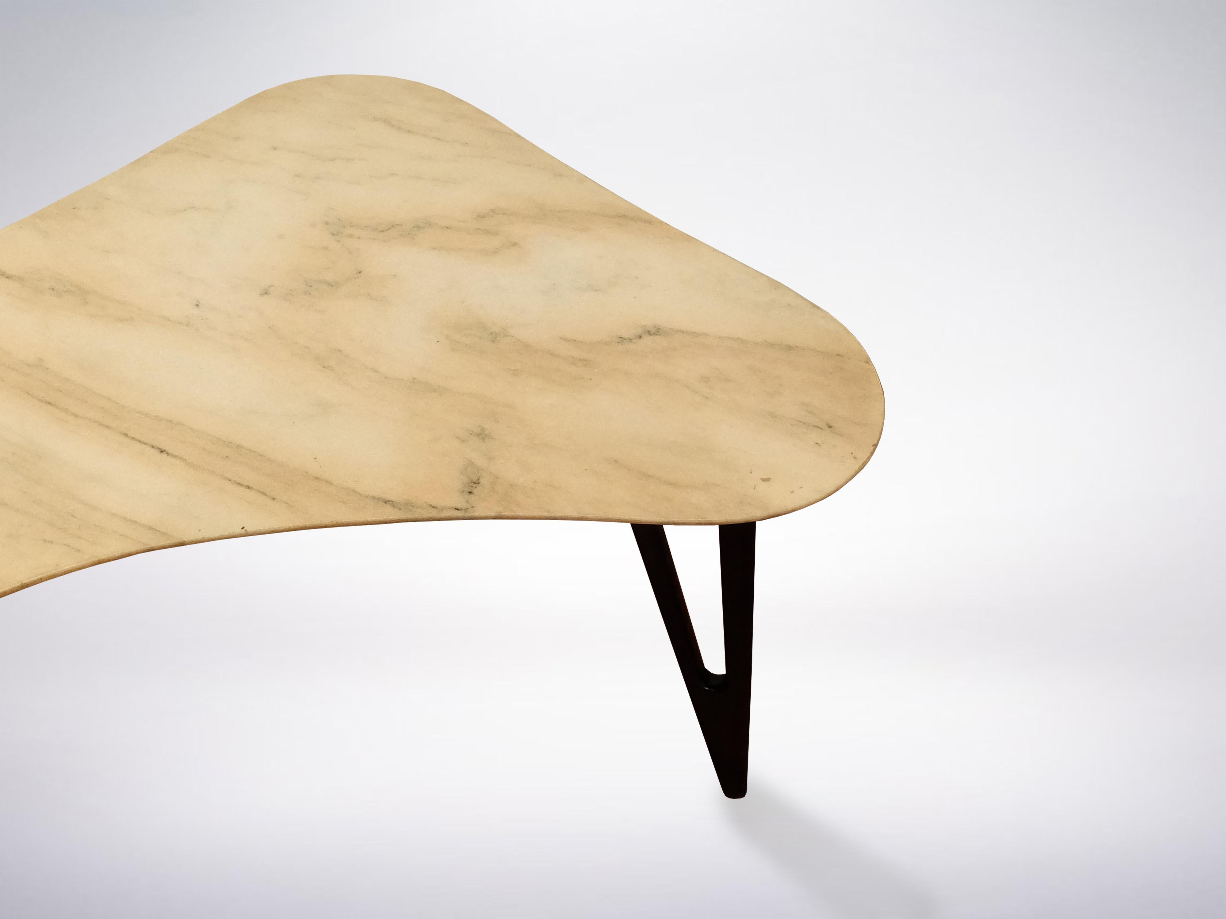Ico Parisi, Italian Mid-Century Modern Side Table in Marble and Mahogany, 1950 For Sale 2