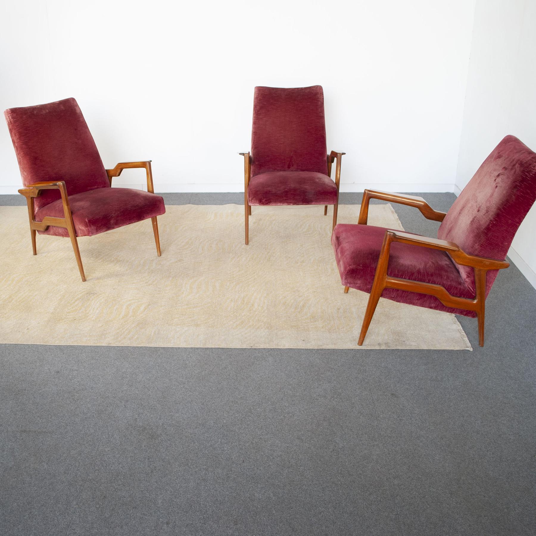 Italienisches Ico Parisi-Sessel-Set aus der Mitte des Jahrhunderts, 1950er Jahre (Moderne der Mitte des Jahrhunderts) im Angebot