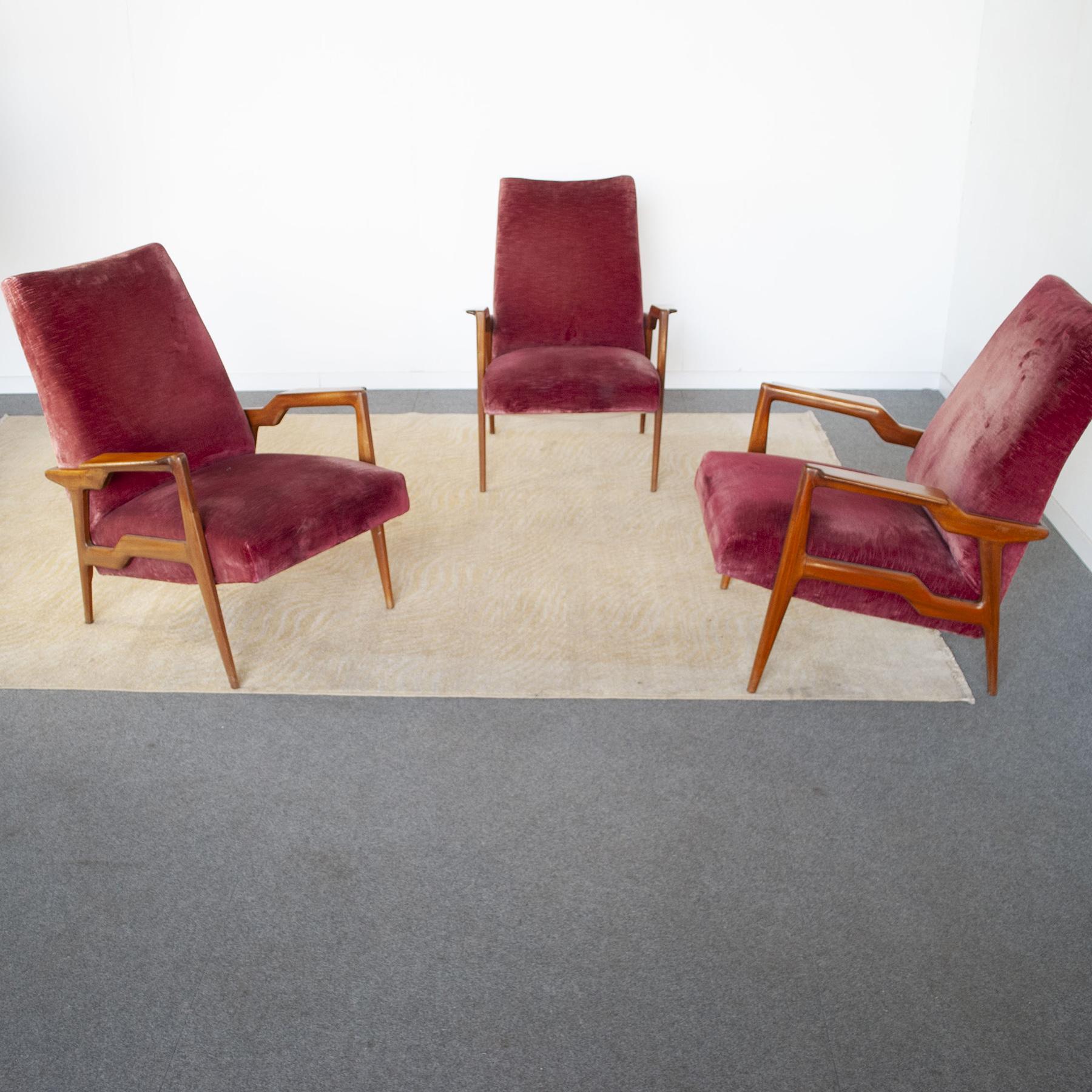Italienisches Ico Parisi-Sessel-Set aus der Mitte des Jahrhunderts, 1950er Jahre im Zustand „Gut“ im Angebot in bari, IT