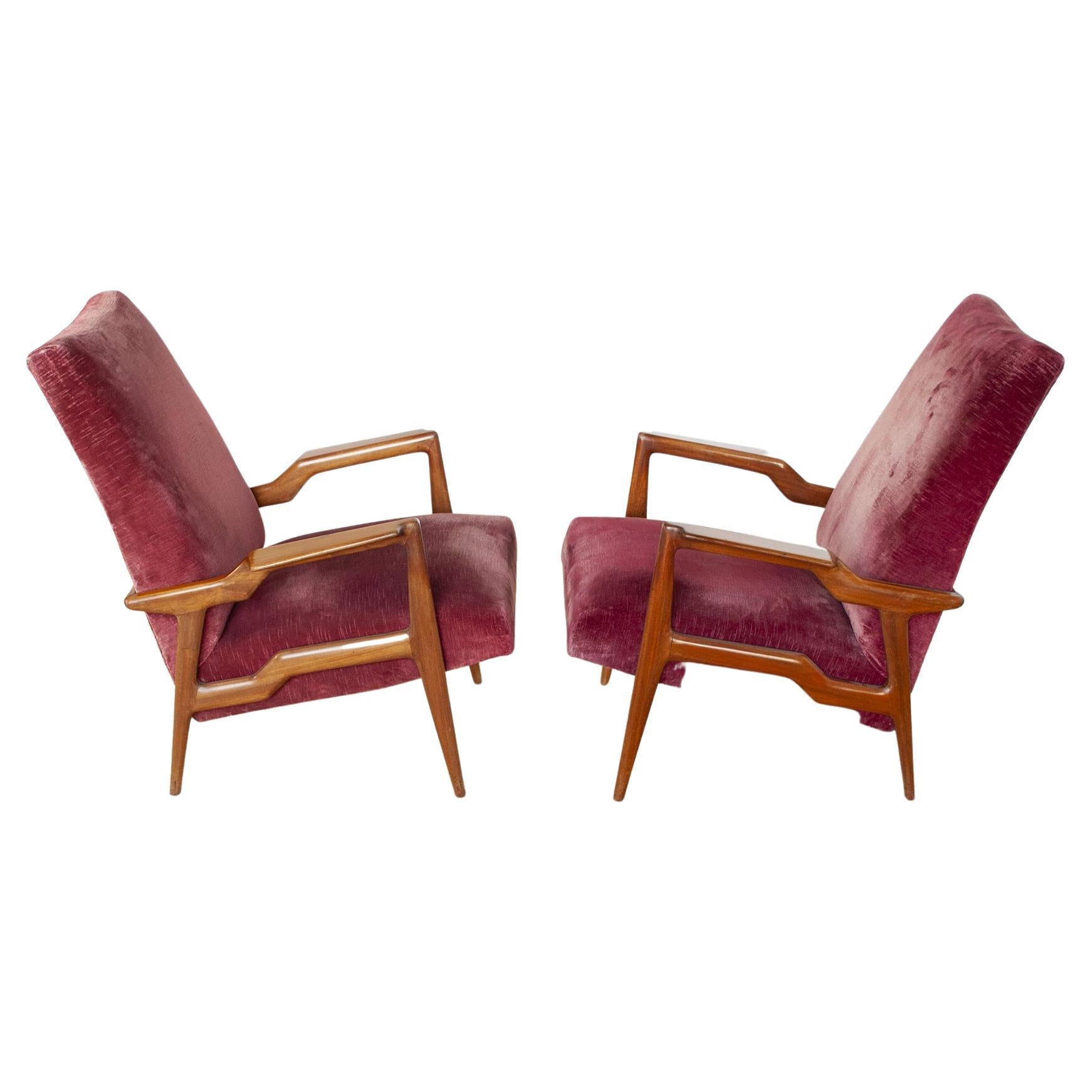 Ico Parisi Italian Mid Century Set of Three Armchairs, 1950s For Sale