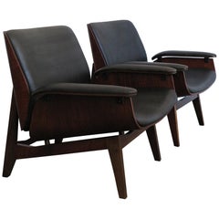 Ico Parisi Italian Midcentury Modern Dark Wood  Armchairs for Mim , 1950s