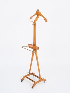 Ico Parisi Italian Valet in Beech and Brass by Fratelli Reguitti, 1960s