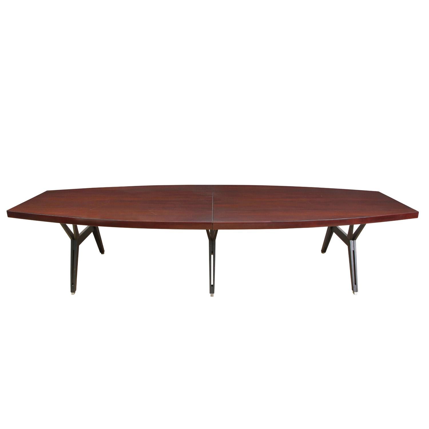 Mid-Century Modern Ico Parisi Large Dining Table with Mahogany Top and Sculptural Legs, 1950s