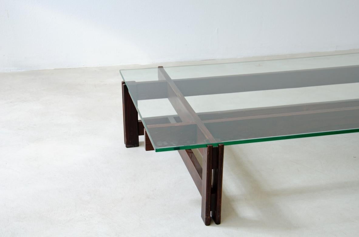 Ico Parisi, large low table with wooden base In Excellent Condition In Milano, IT