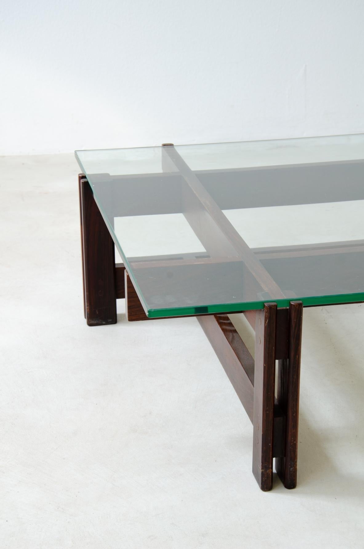 20th Century Ico Parisi, large low table with wooden base