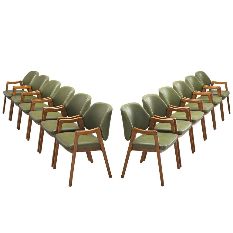 Ico Parisi Large Set of Olive Green Dining Chairs for Cassina at 1stDibs