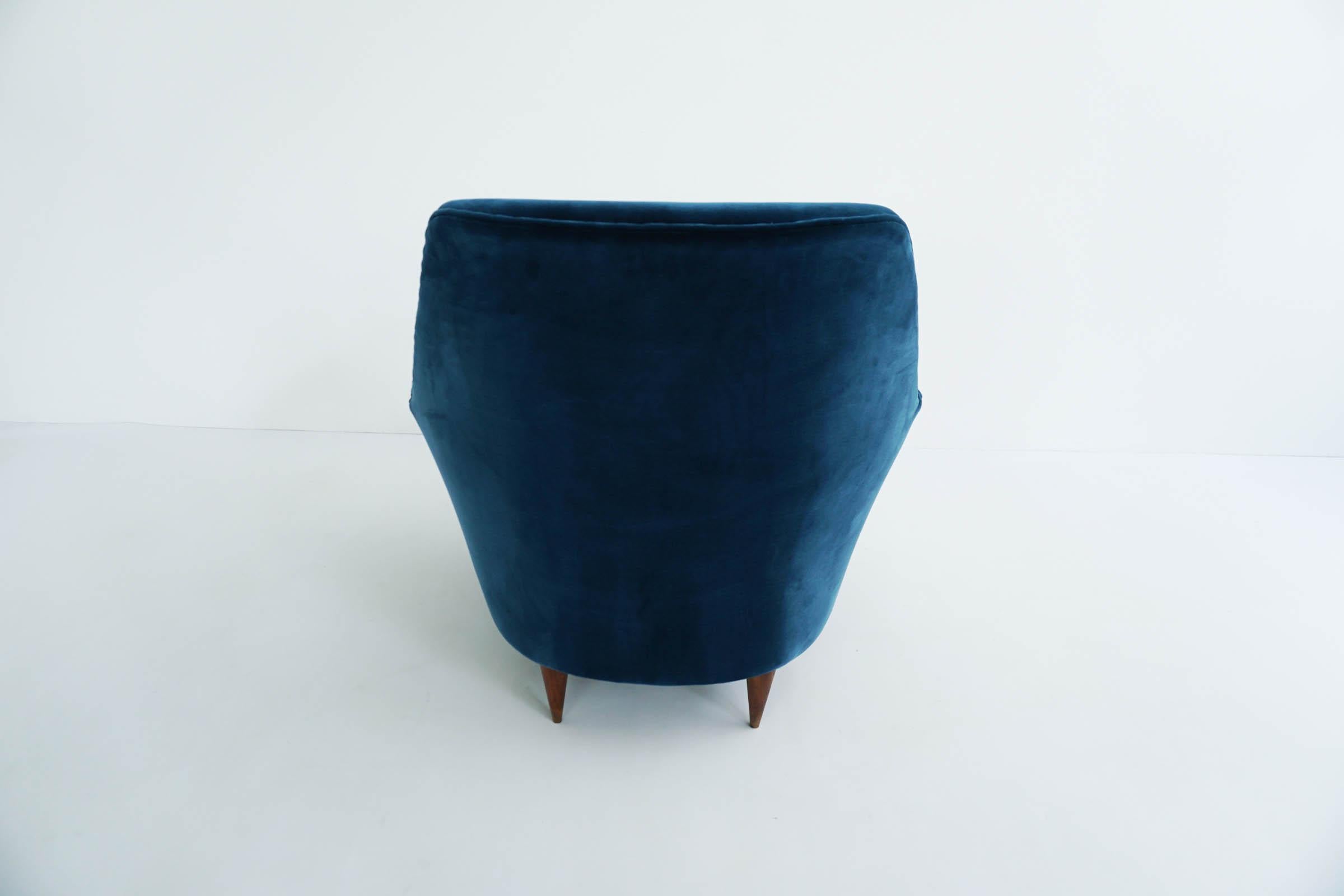 Ico Parisi Lounge Chairs in Blue Lagoon Velvet 1
