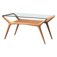 Ico Parisi Low Table with Glass Shelf Italian Manufacture, 1950s