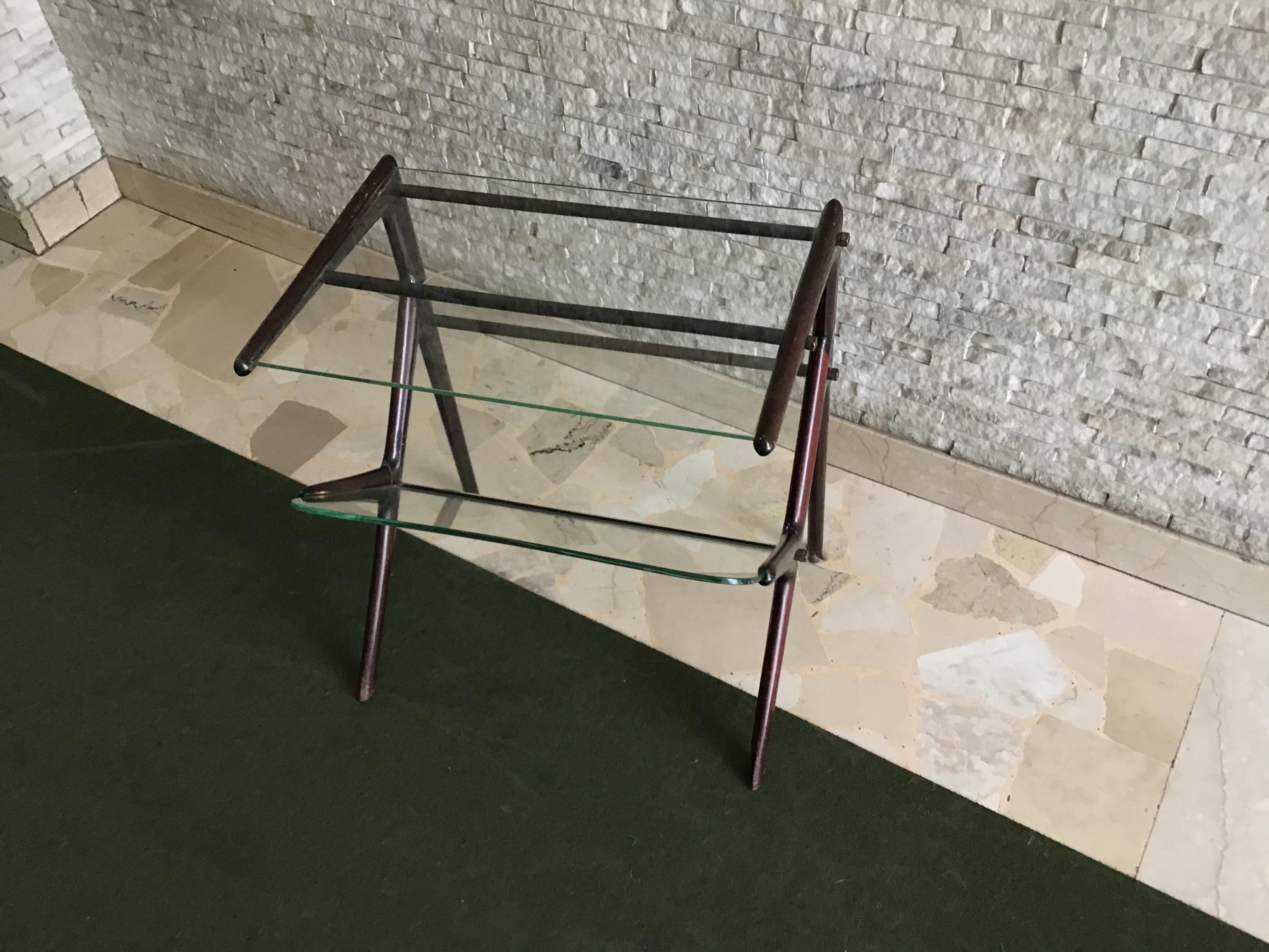 Ico Parisi Magazine Table Wood Brass, 1950, Italy In Good Condition For Sale In Milano, IT
