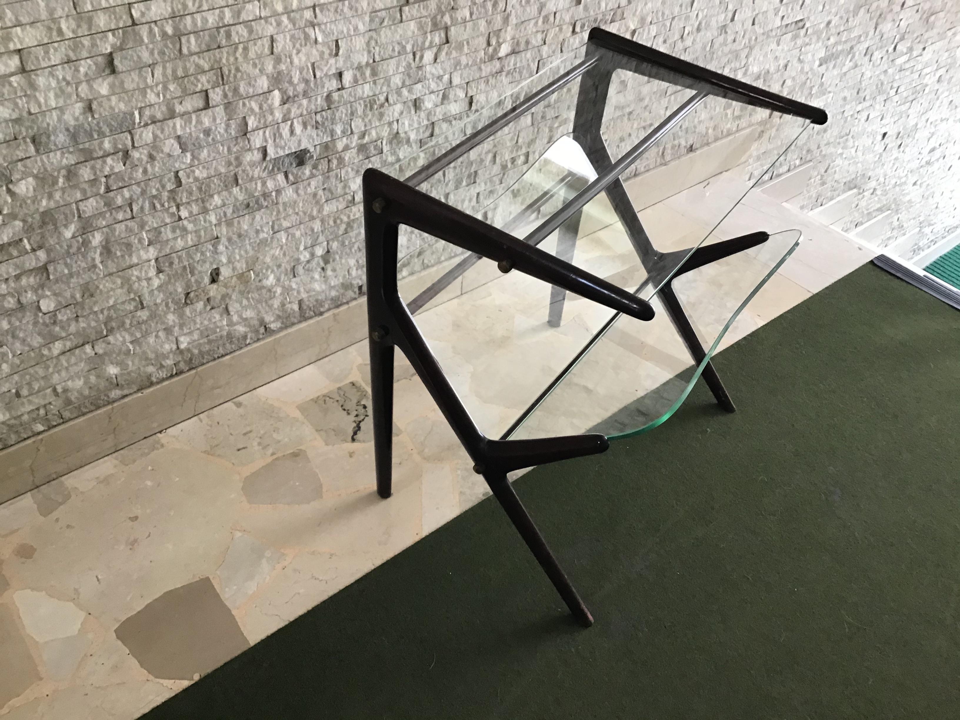 Ico Parisi Magazine Table Wood Brass, 1950, Italy For Sale 1