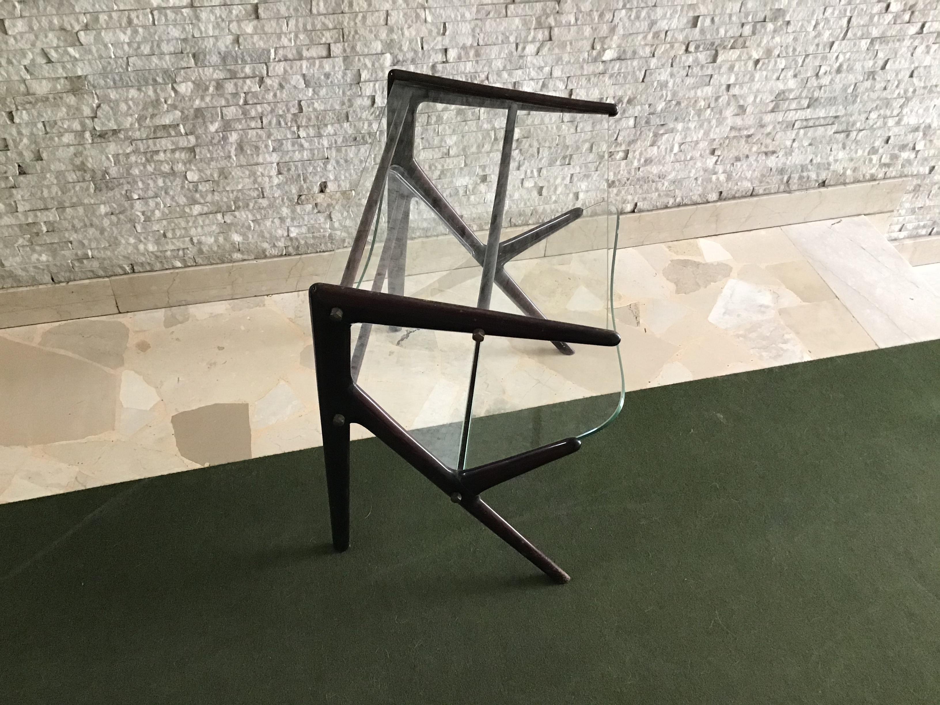 Ico Parisi Magazine Table Wood Brass, 1950, Italy For Sale 3