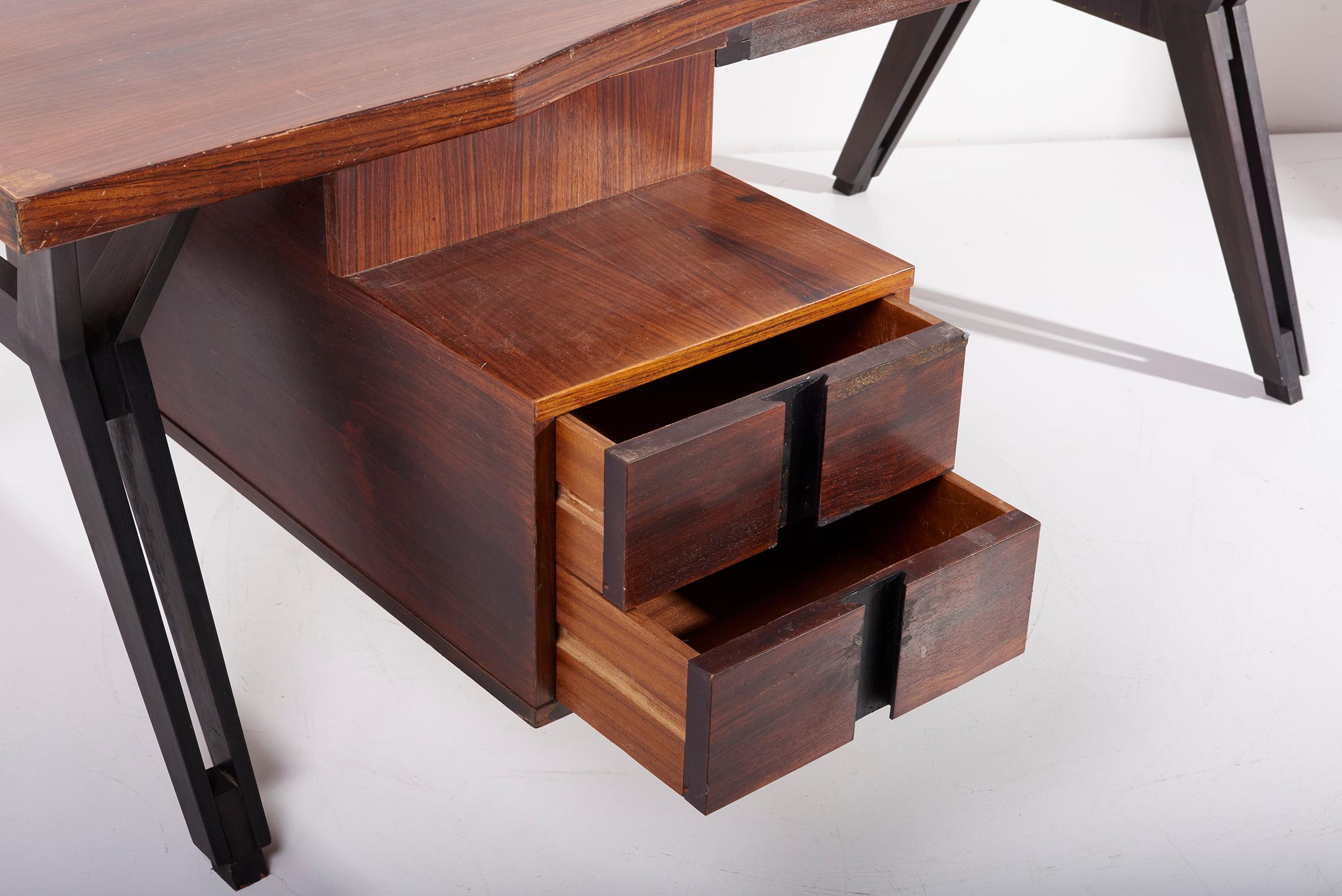 Ico Parisi Mahogany Executive Office Desk by MIM Italy, 1950s For Sale 3