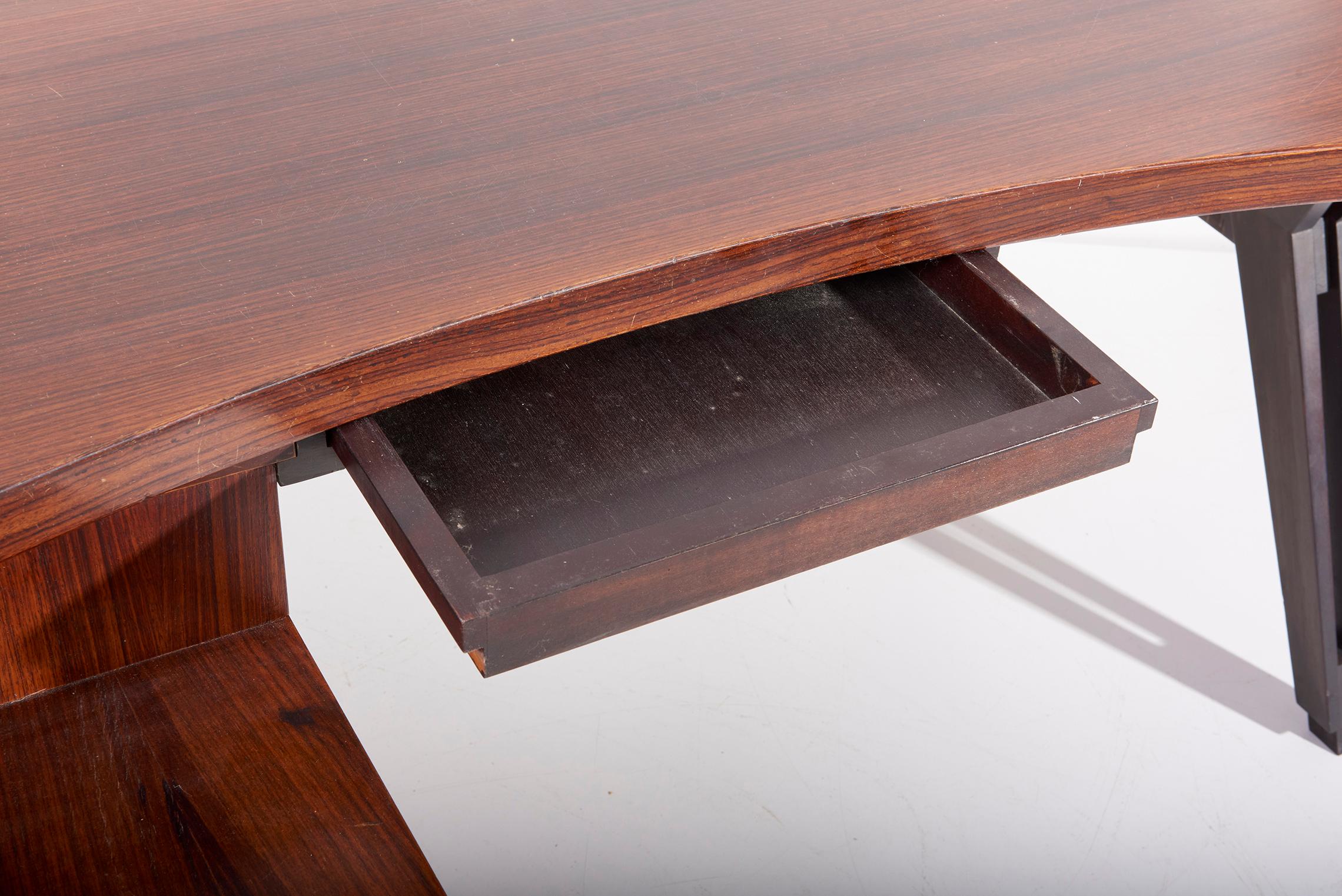 Ico Parisi Mahogany Executive Office Desk by MIM Italy, 1950s For Sale 5