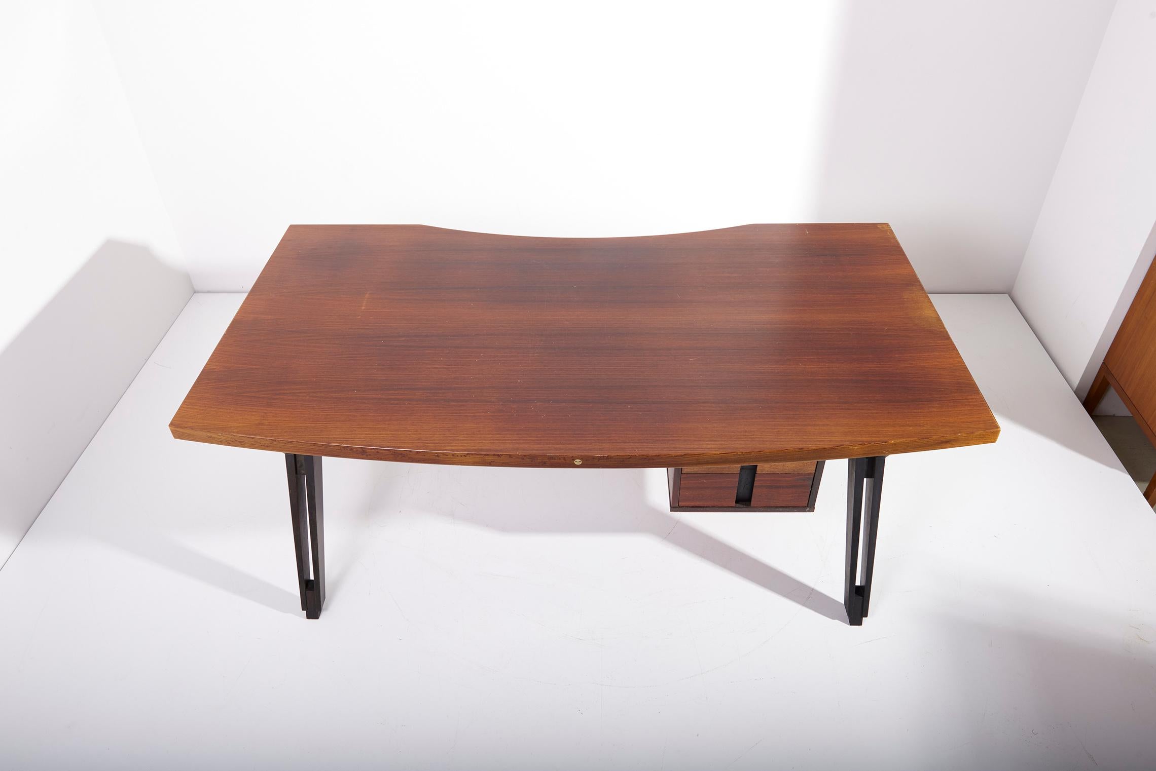 Ico Parisi Mahogany Executive Office Desk by MIM Italy, 1950s For Sale 1