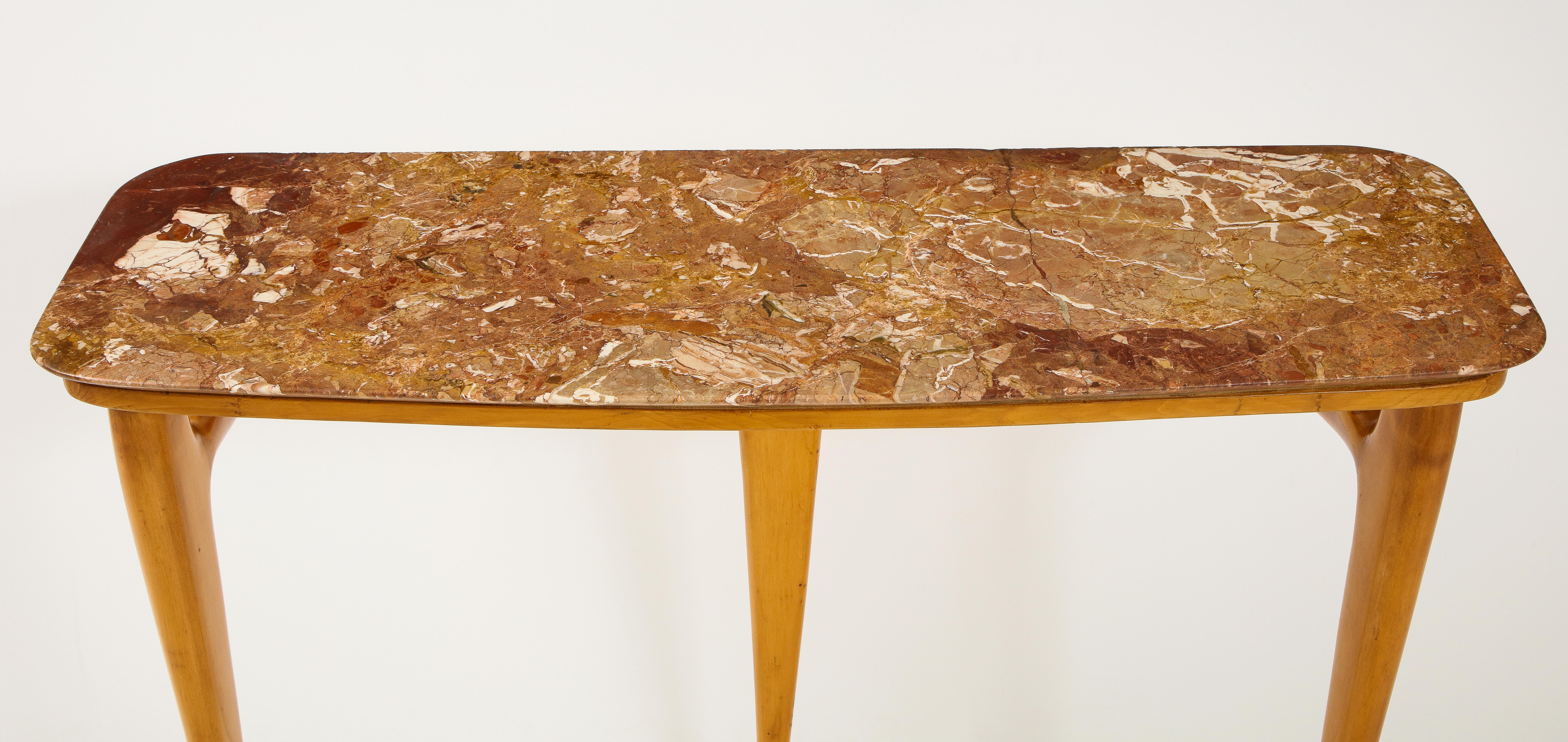 Mid-Century Modern Ico Parisi Maple Wood and Marble Console Table