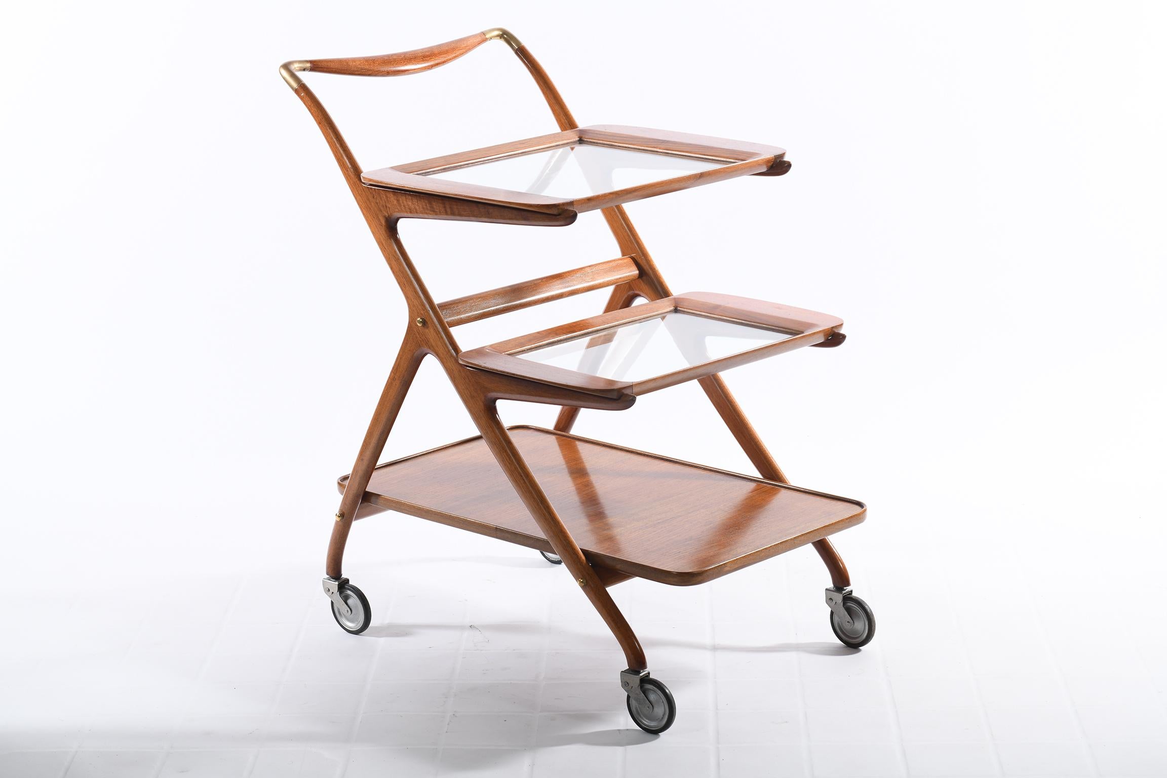 Mid-Century Modern Ico Parisi Mid Century Italian Cart Three Removable Trays N°65  For Sale