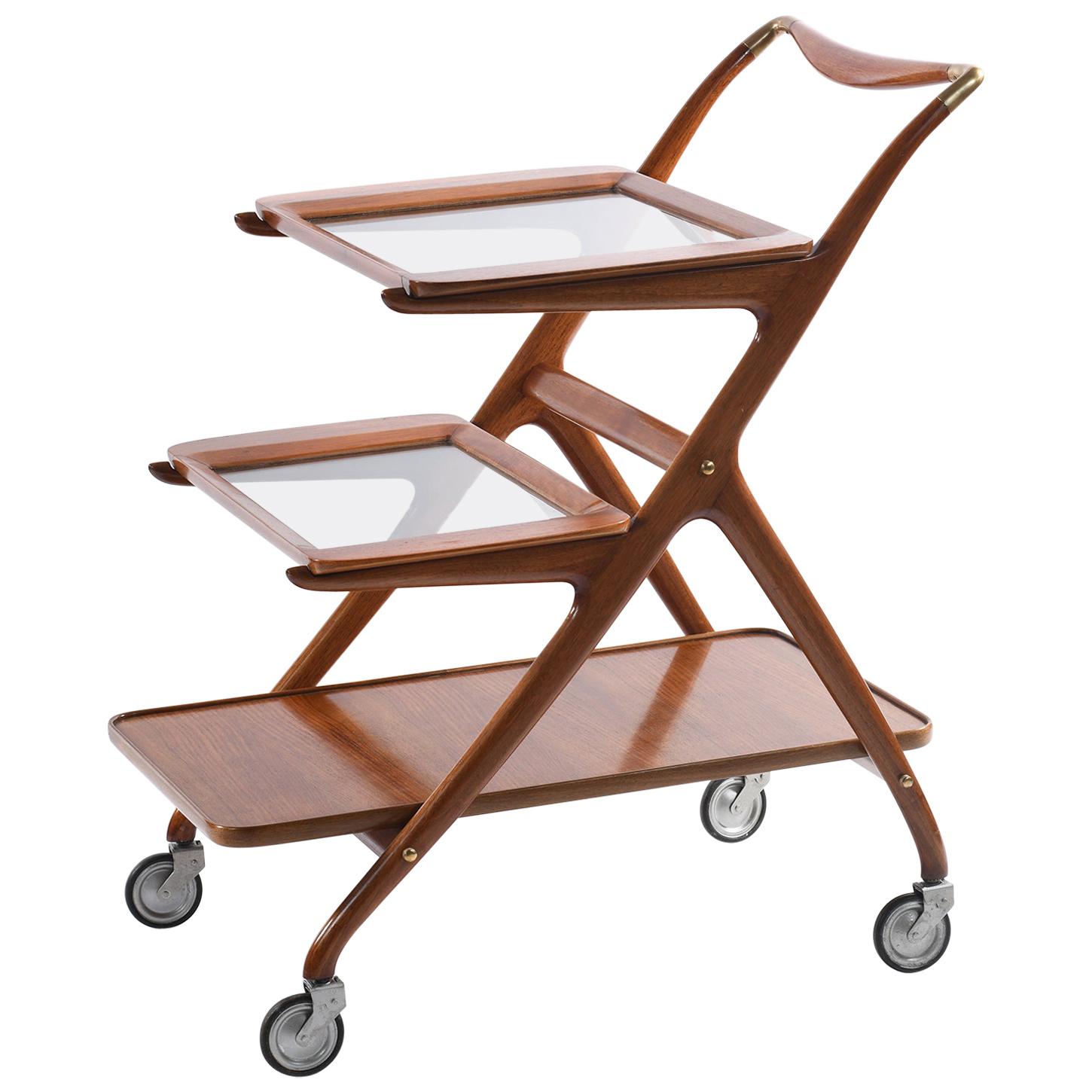 Ico Parisi Mid Century Italian Cart Three Removable Trays N°65  For Sale