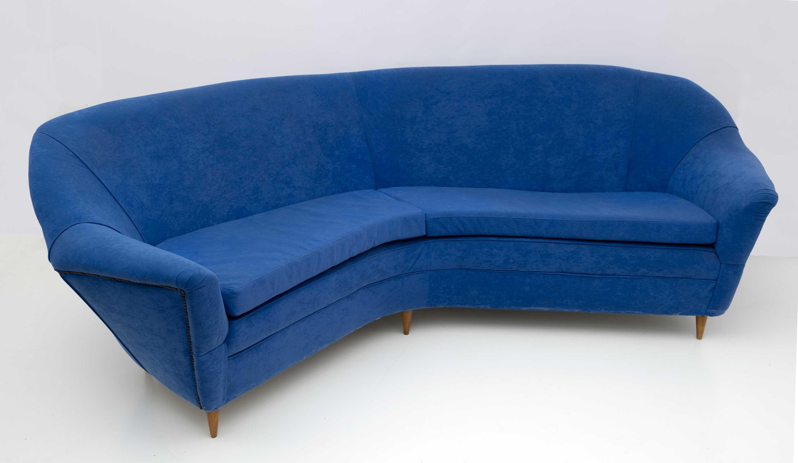 Fabric Ico Parisi Mid-Century Modern Italian Corner Sofa for Ariberto Colombo, 1950s For Sale