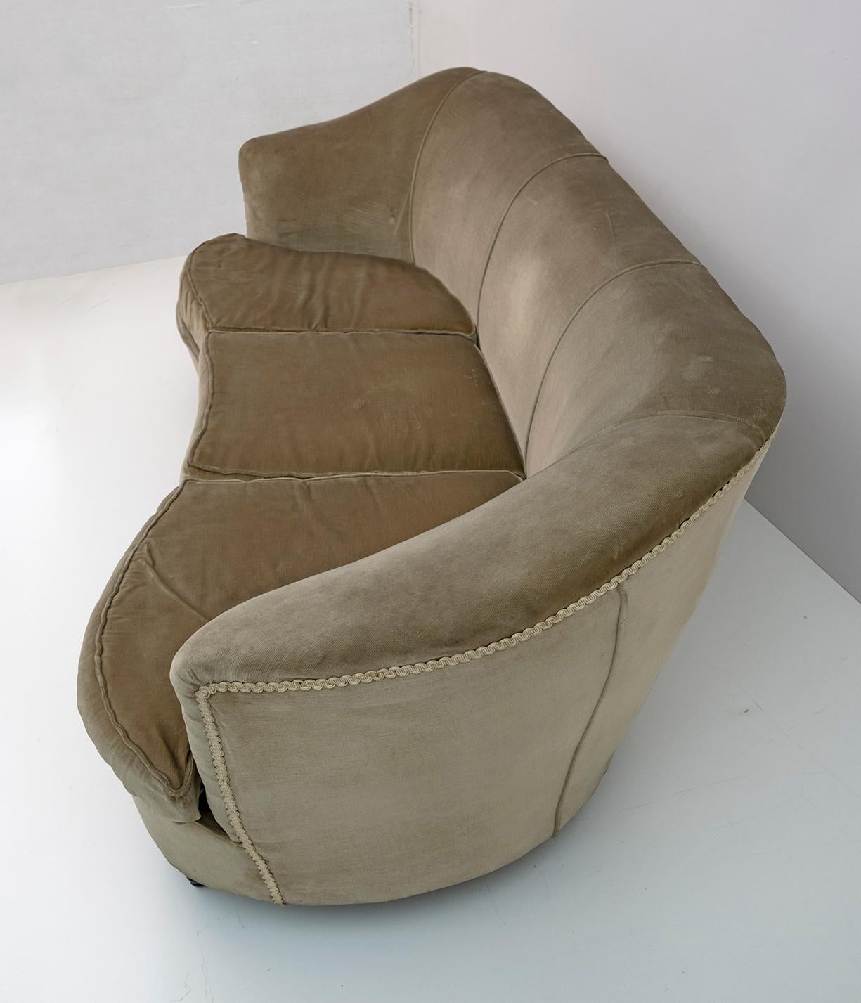 Ico Parisi Mid-Century Modern Italian Curved Sofa for Ariberto Colombo, 50s 6