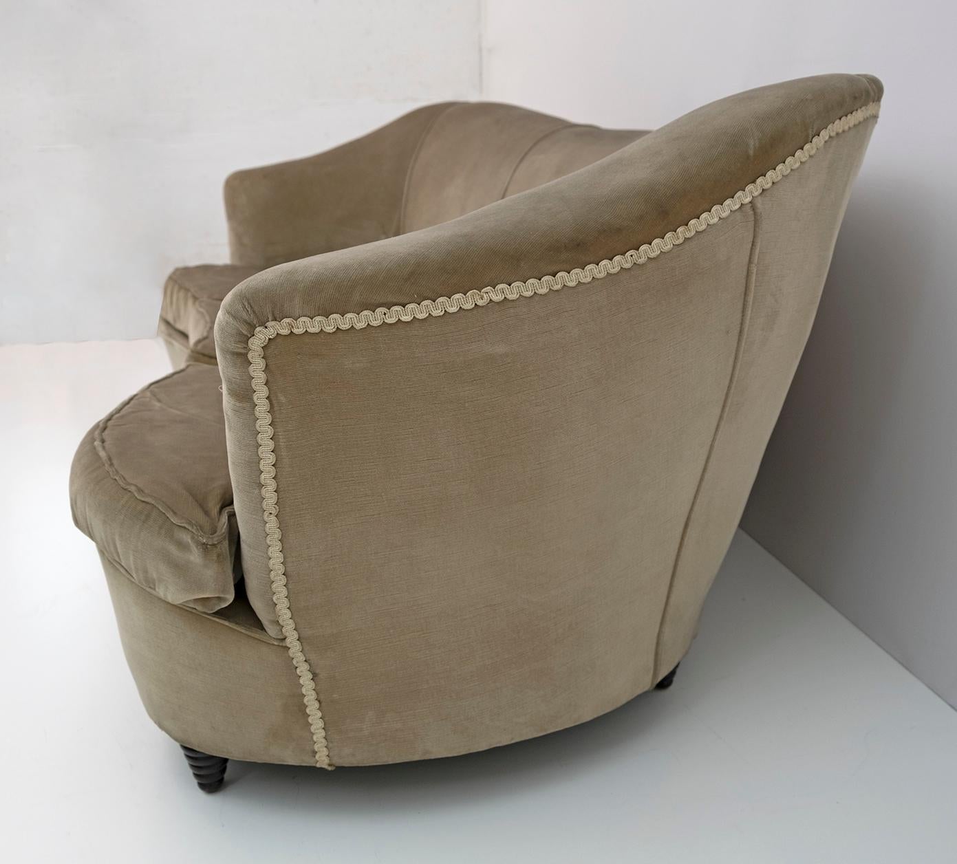 Ico Parisi Mid-Century Modern Italian Curved Sofa for Ariberto Colombo, 50s 7
