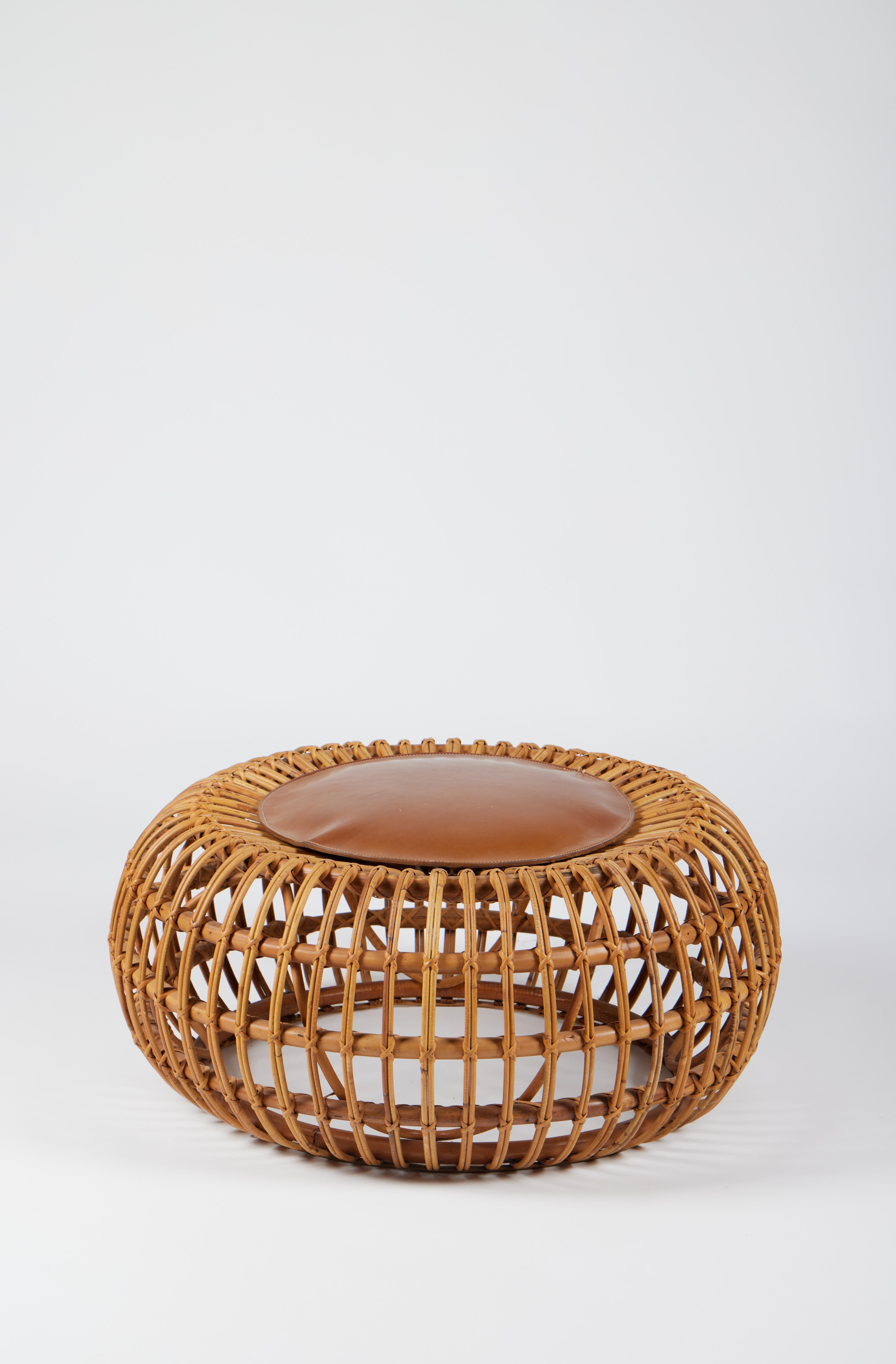 Leather Ico Parisi, Mid-Century Modern Outdoor Set in Rattan for Bonacina, 1956 For Sale