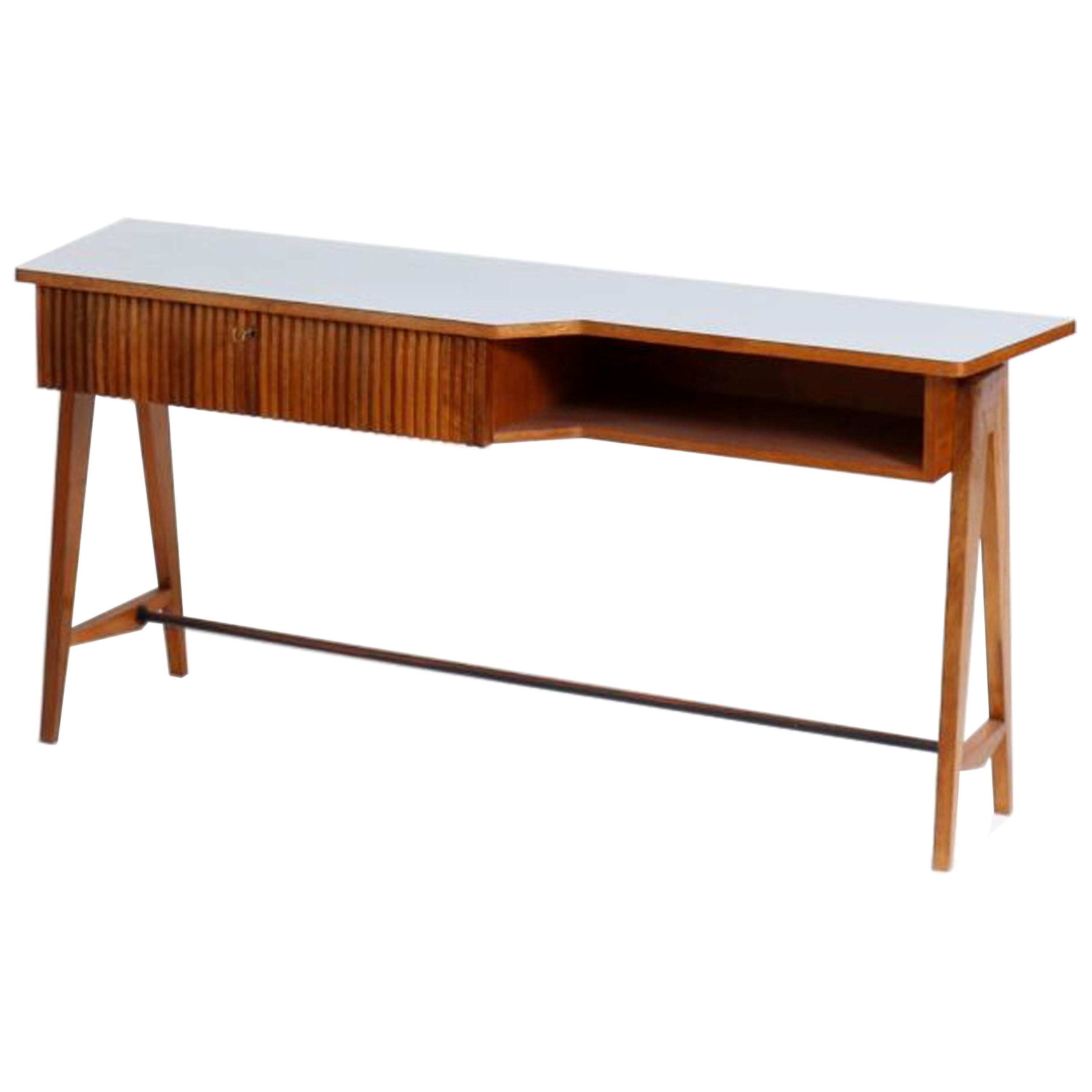 Ico Parisi Mid-Century Modern Rectangular Walnut Mahogany Wood Desk, Italy, 1950
