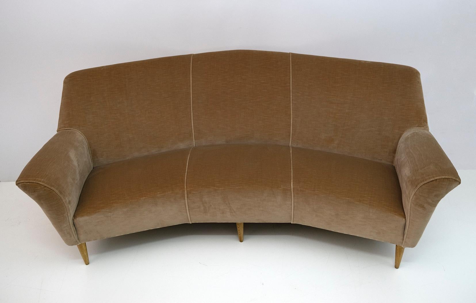 Ico Parisi Mid-Century Modern Two Armchairs and Curved Sofa for Ariberto Colombo 5