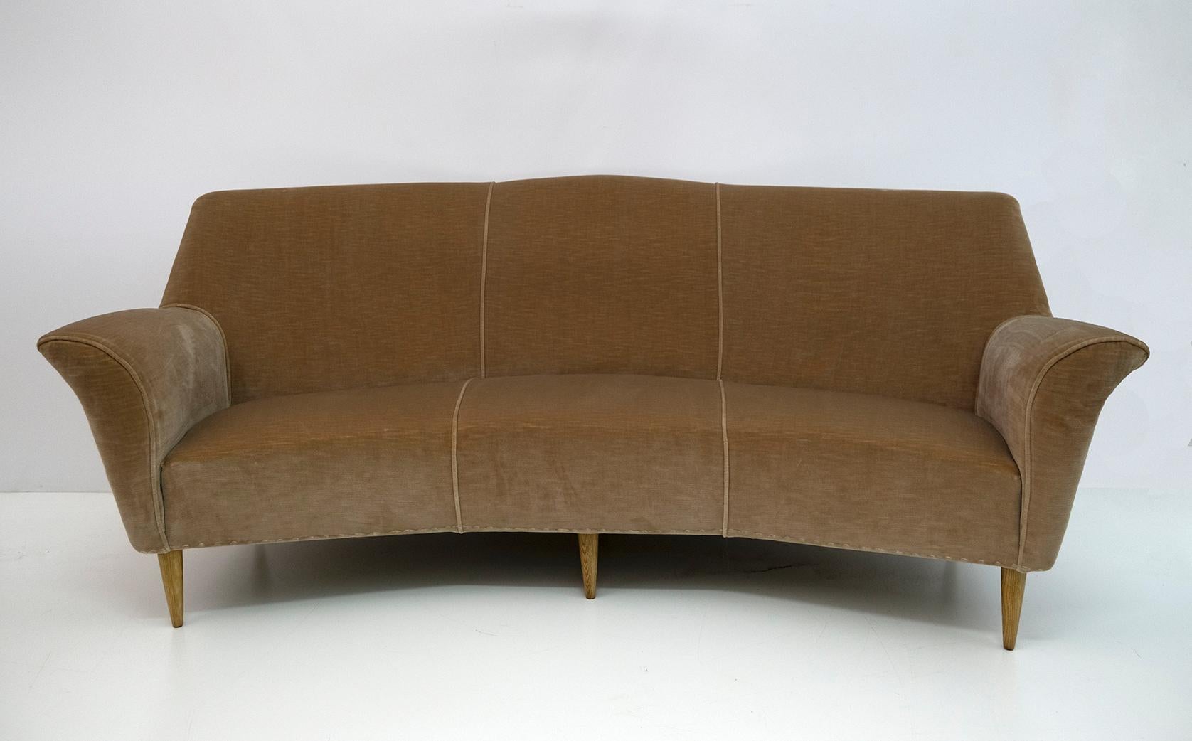 Ico Parisi Mid-Century Modern Two Armchairs and Curved Sofa for Ariberto Colombo 6