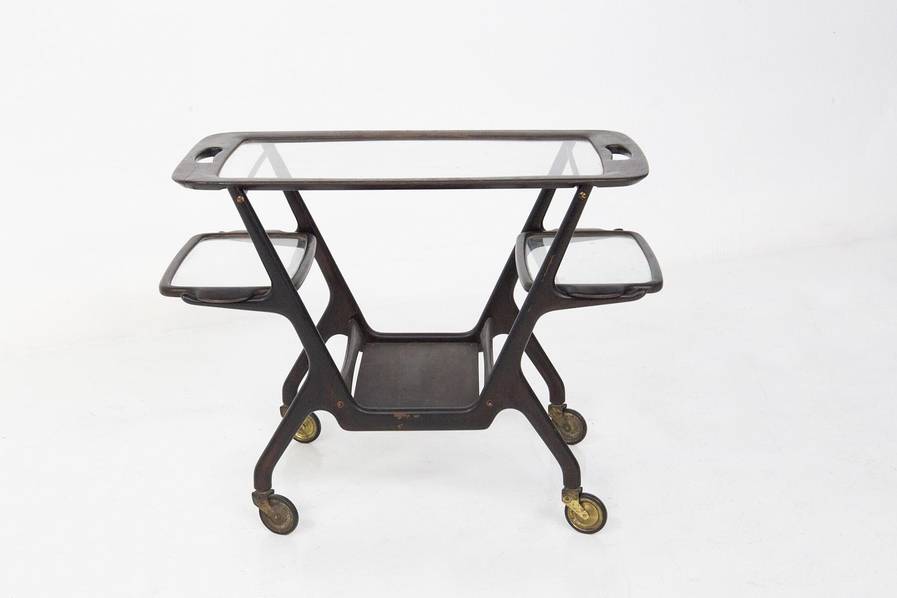 Mid-20th Century Ico Parisi Mid-Century Wood and Glass Trolley for De Baggis