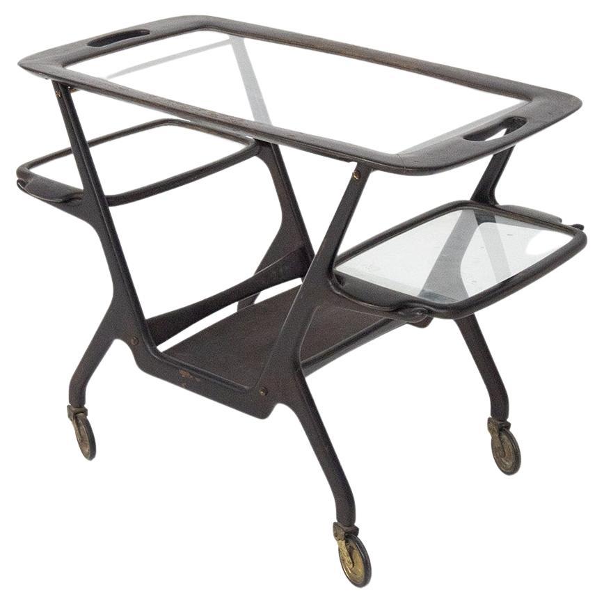 Ico Parisi Mid-Century Wood and Glass Trolley for De Baggis